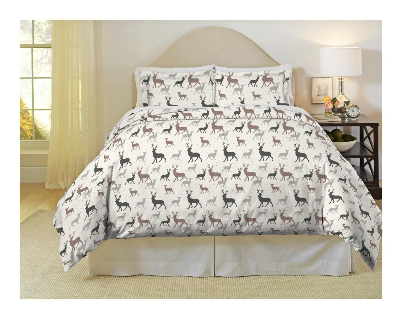  Pointehaven Flannel Print Duvet Set - Deer - Deer - Bonton