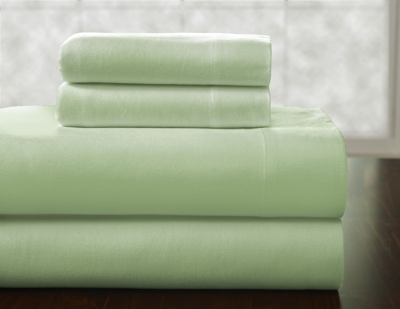  Pointehaven Heavy Weight Flannel Sheet Sets - Sage - Sage - Bonton