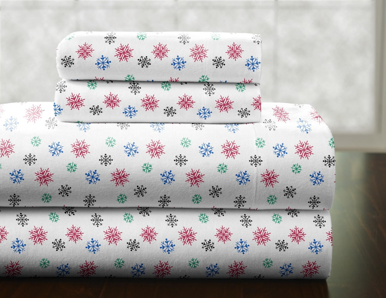  Pointehaven Heavy Weight Flannel Sheet Sets - Snowflakes Multi - Snowflakes Multi - Bonton