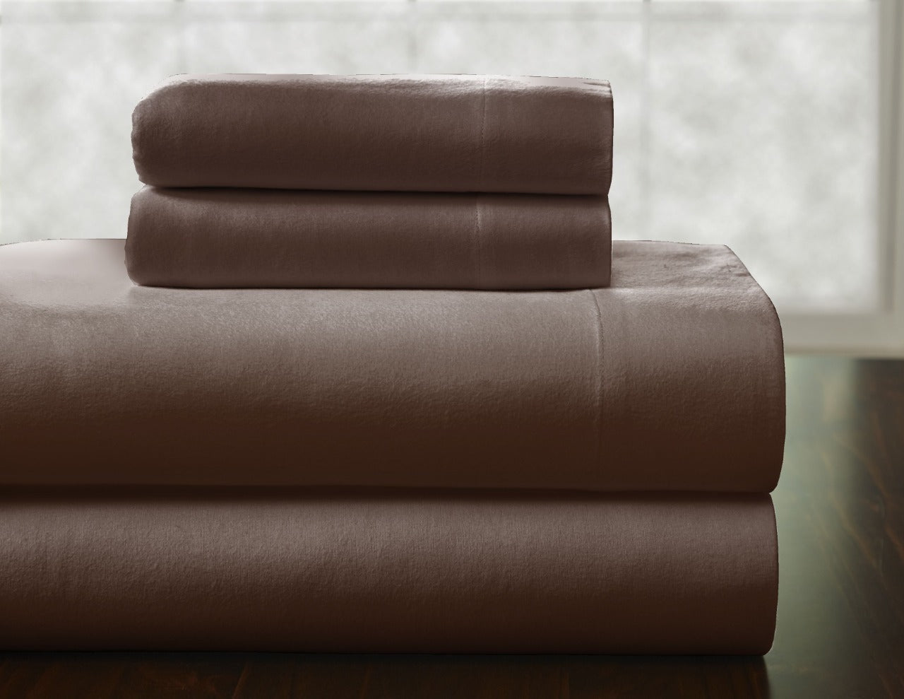  Pointehaven Heavy Weight Flannel Sheet Sets - Chocolate - Chocolate - Bonton