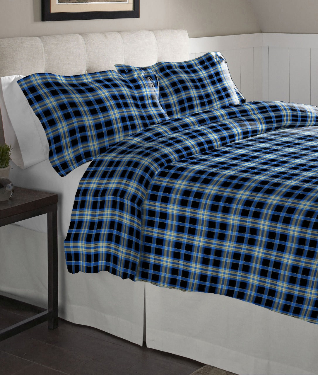  Pointehaven Solid & Print Flannel Duvet Sets Ashby Plaid - Ashby Plaid - Bonton