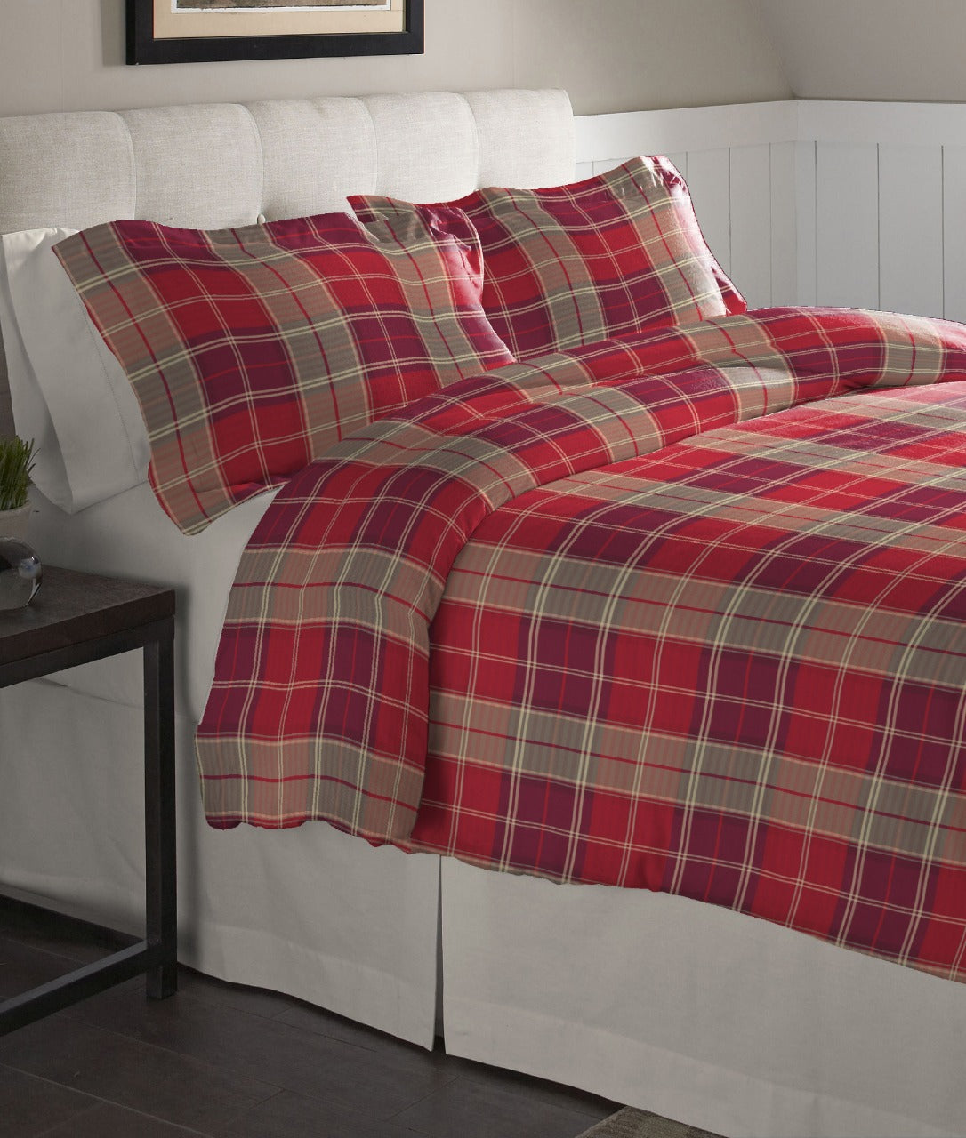  Pointehaven Solid & Print Flannel Duvet Sets Piedmont Plaid - Piedmont Plaid - Bonton