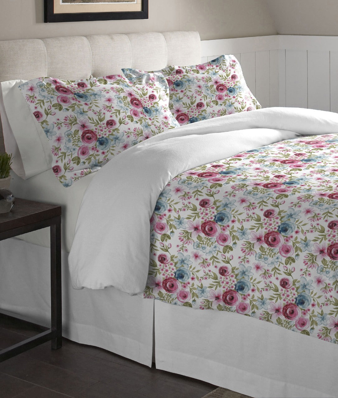  Pointehaven Solid & Print Flannel Duvet Sets Sylvan - Sylvan - Bonton