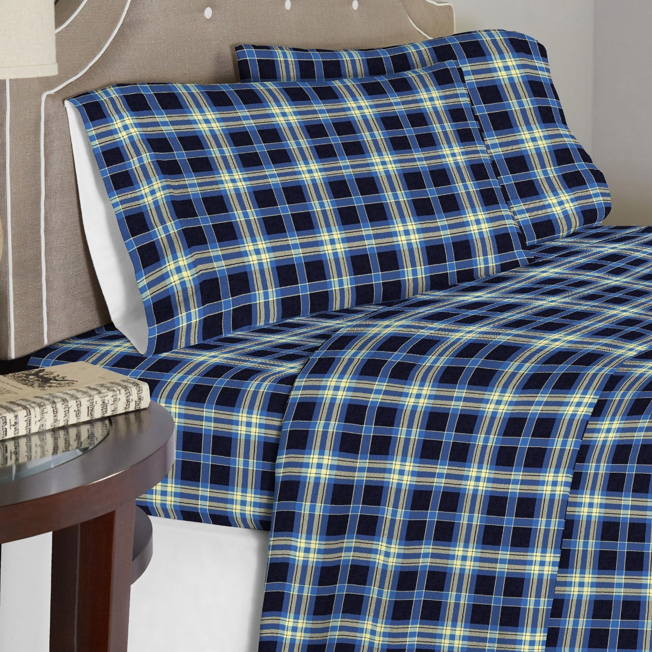  Pointehaven Solid & Print Flannel Sheet Sets - Ashby Plaid - Ashby Plaid - Bonton