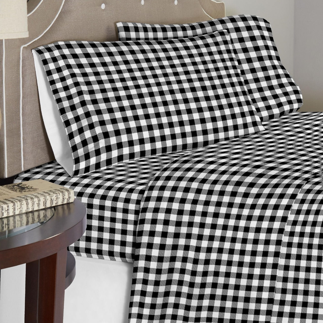  Pointehaven Solid & Print Flannel Sheet Sets - Milton - Milton - Bonton