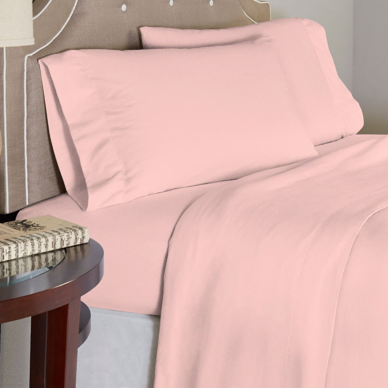  Pointehaven Solid & Print Flannel Sheet Sets - Rose Quartz - Rose Quartz - Bonton