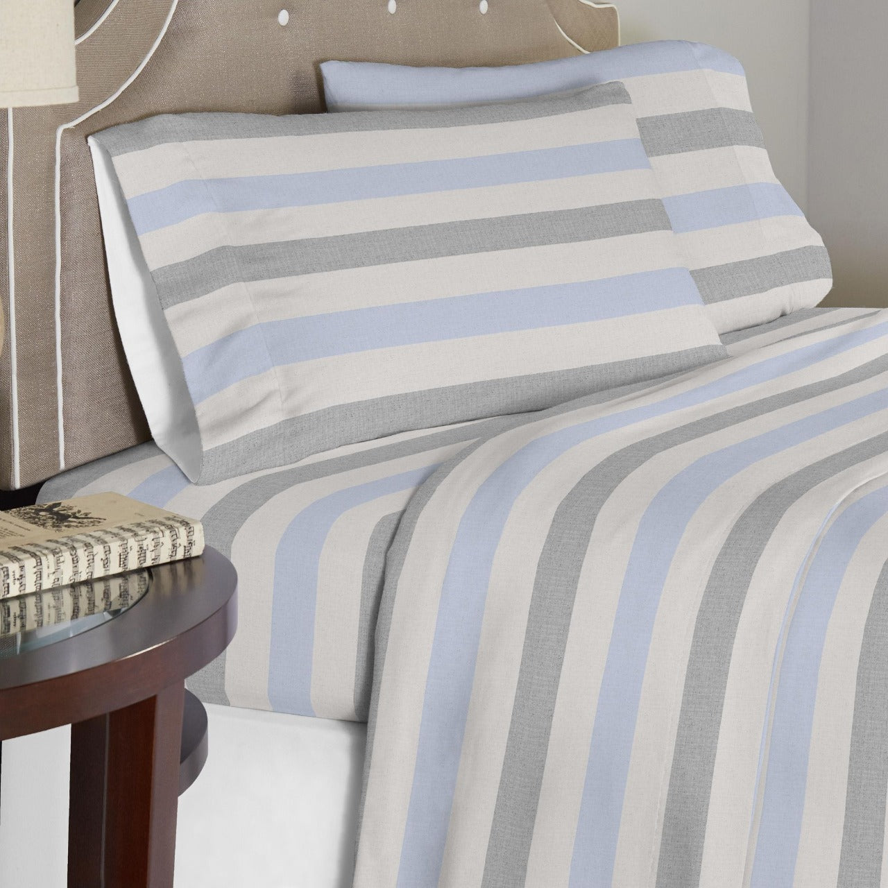  Pointehaven Solid & Print Flannel Sheet Sets - Savannah - Savannah - Bonton