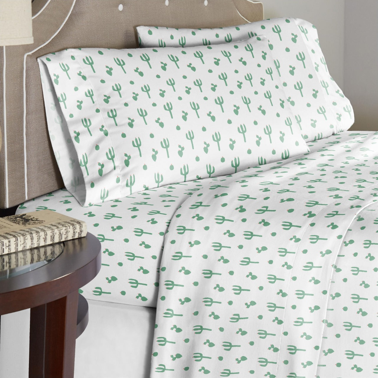  Pointehaven Fun Print Flannel Sheet Sets - Cactus - Cactus - Bonton