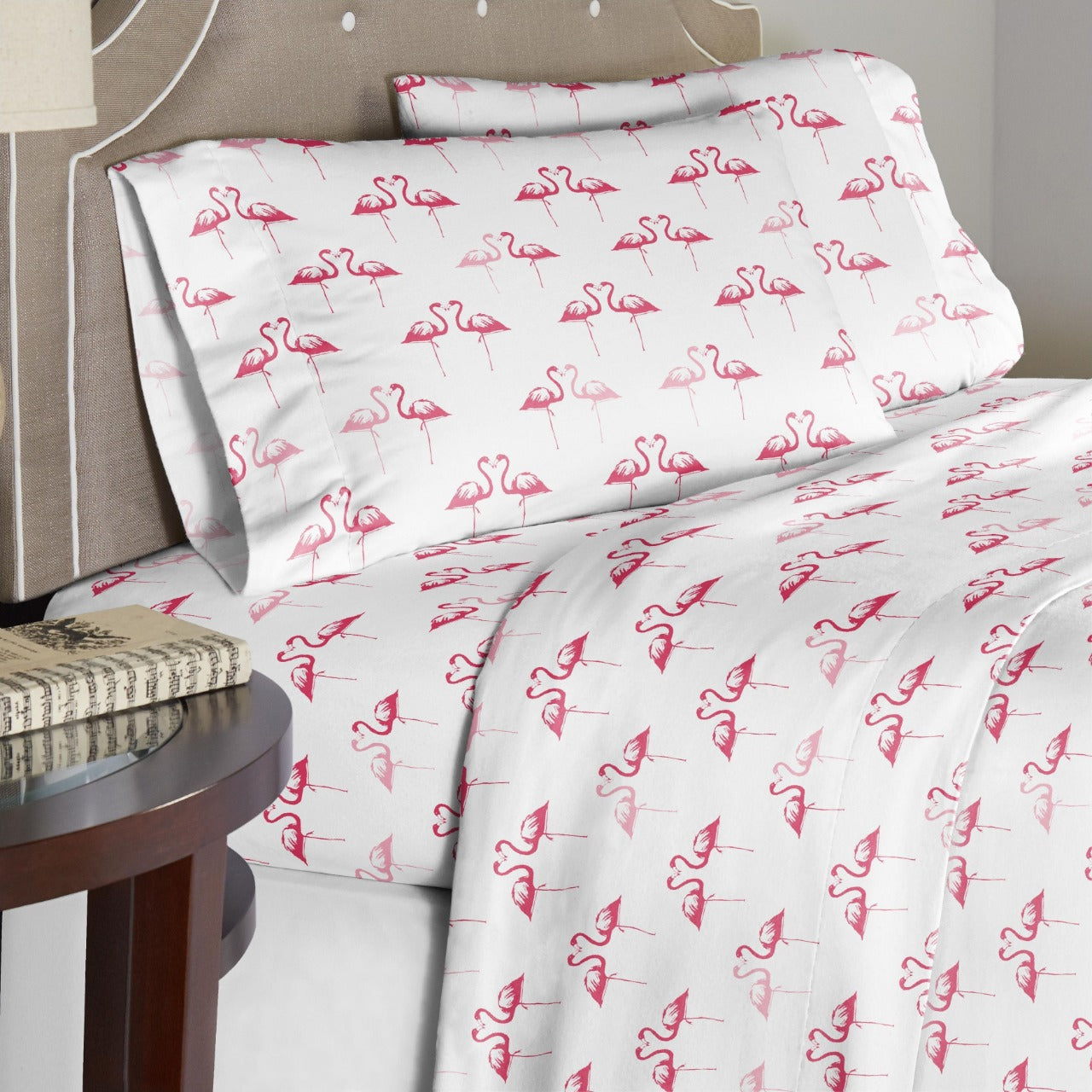  Pointehaven Fun Print Flannel Sheet Sets - Flamingos - Flamingos - Bonton