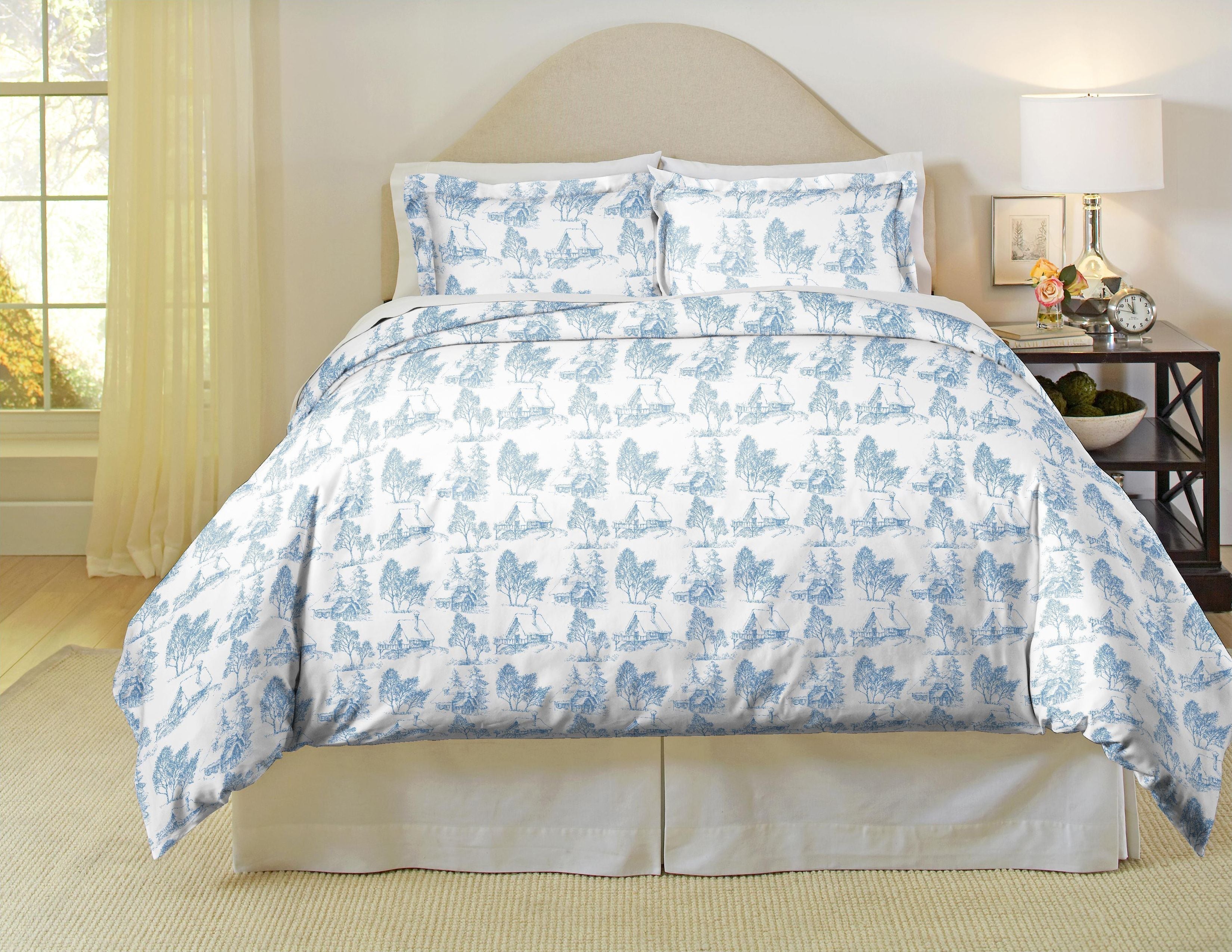  Pointehaven 180 GSM 100% Cotton Fashion Flannel Duvet Sets - Scenic Toile - Scenic Toile - Bonton