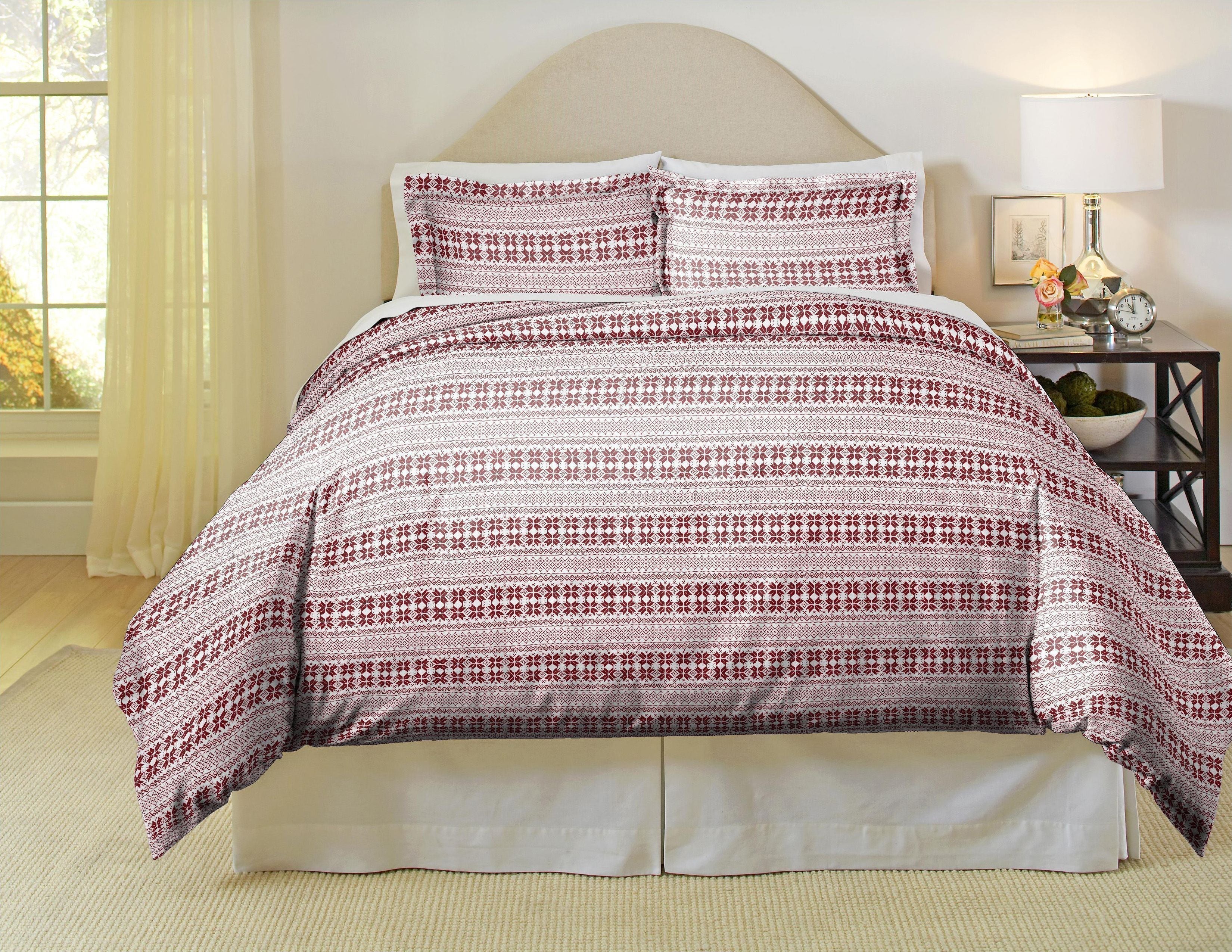  Pointehaven 180 GSM 100% Cotton Fashion Flannel Duvet Sets - Isle Flake - Isle Flake - Bonton