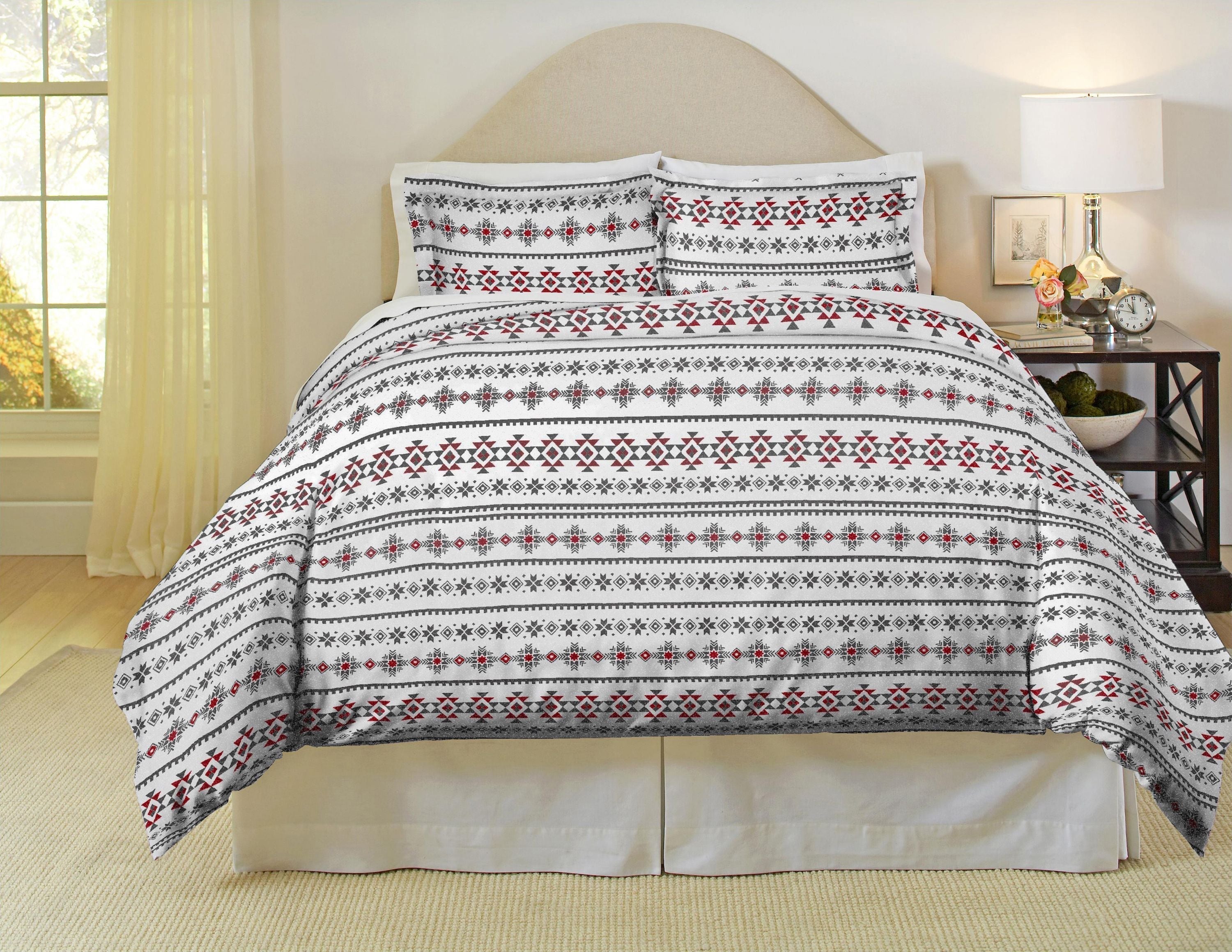  Pointehaven 180 GSM 100% Cotton Fashion Flannel Duvet Sets - Aztec - Aztec - Bonton