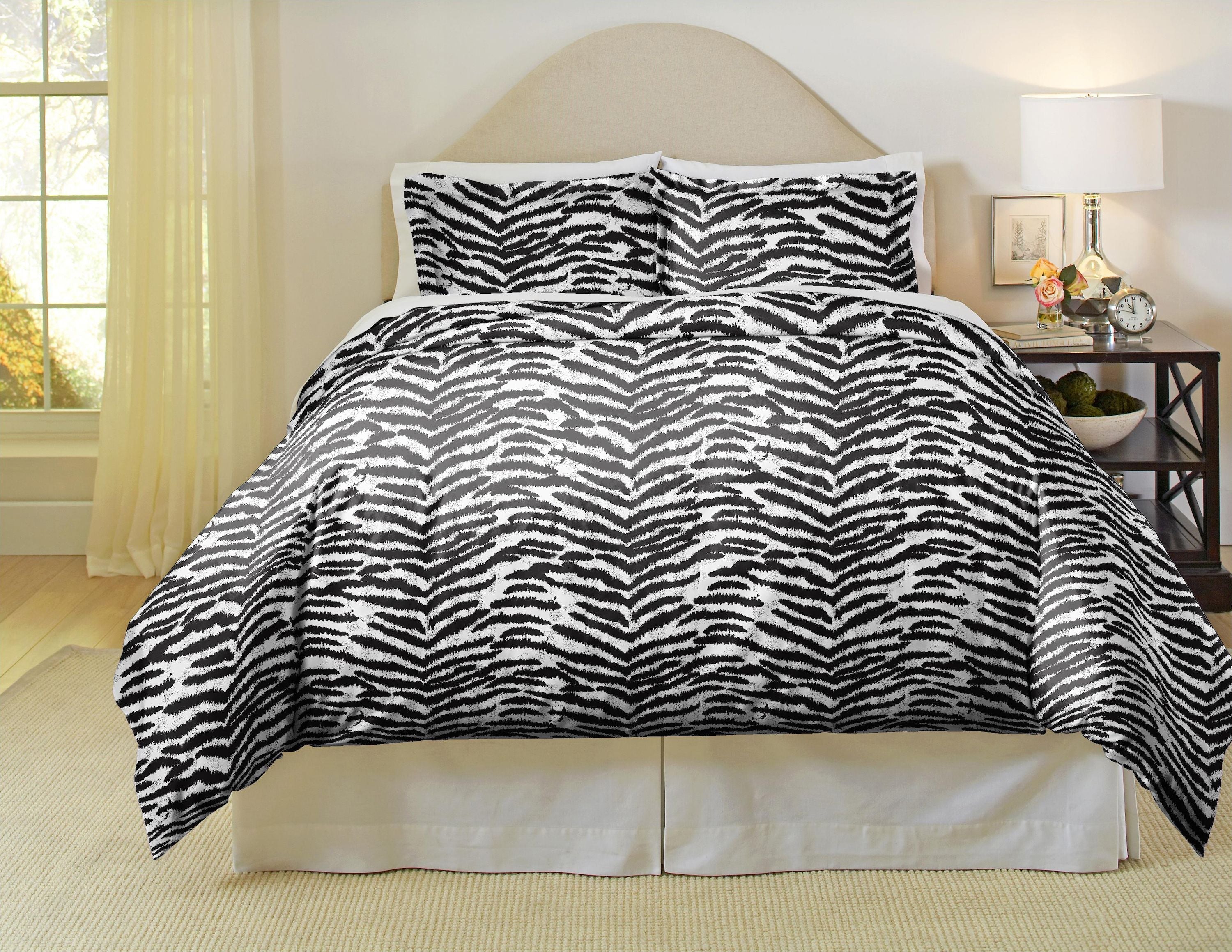  Pointehaven 180 GSM 100% Cotton Fashion Flannel Duvet Sets - Zebra - Zebra - Bonton