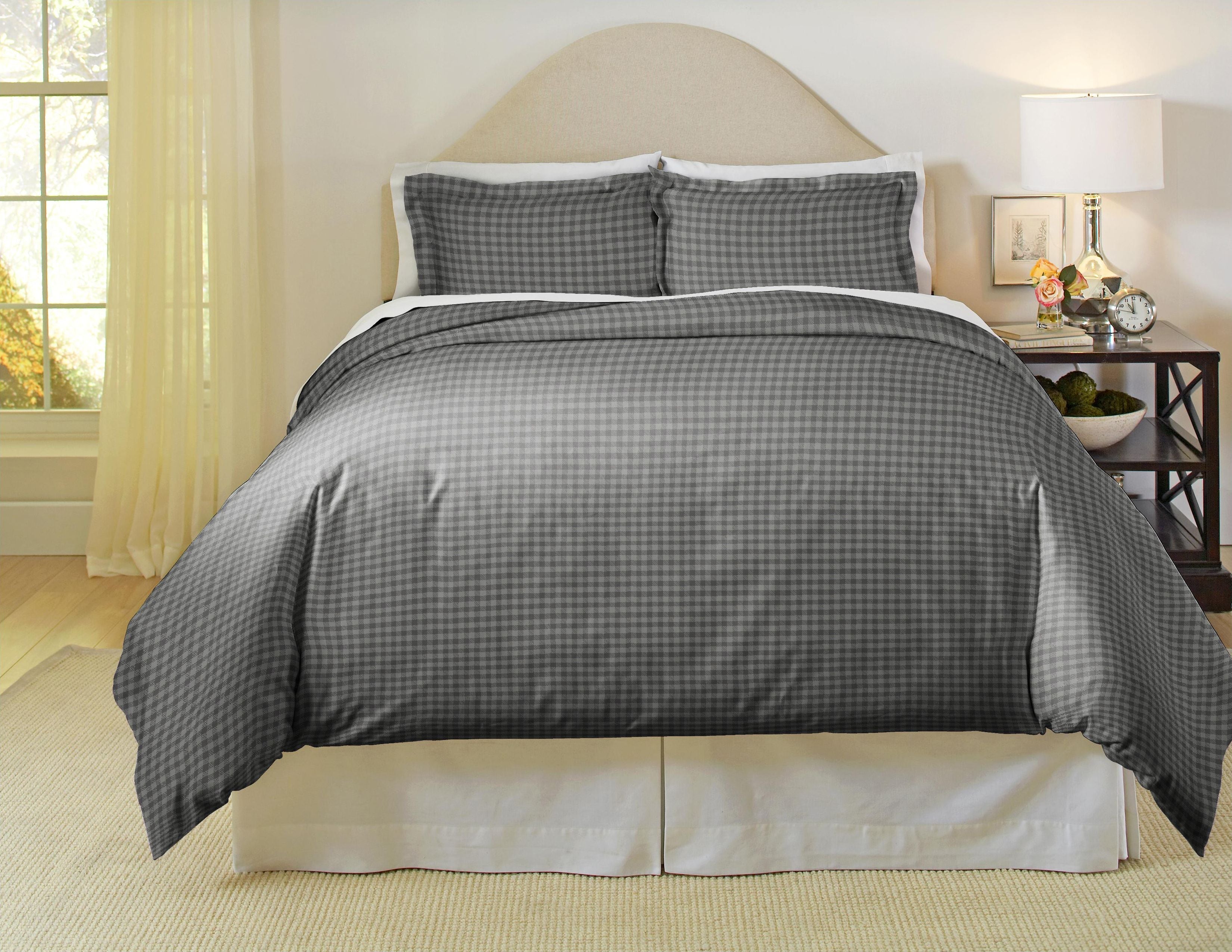  Pointehaven Luxury Flannel Plaid Duvet Sets - Farm House Plaid - Farm House Plaid - Bonton