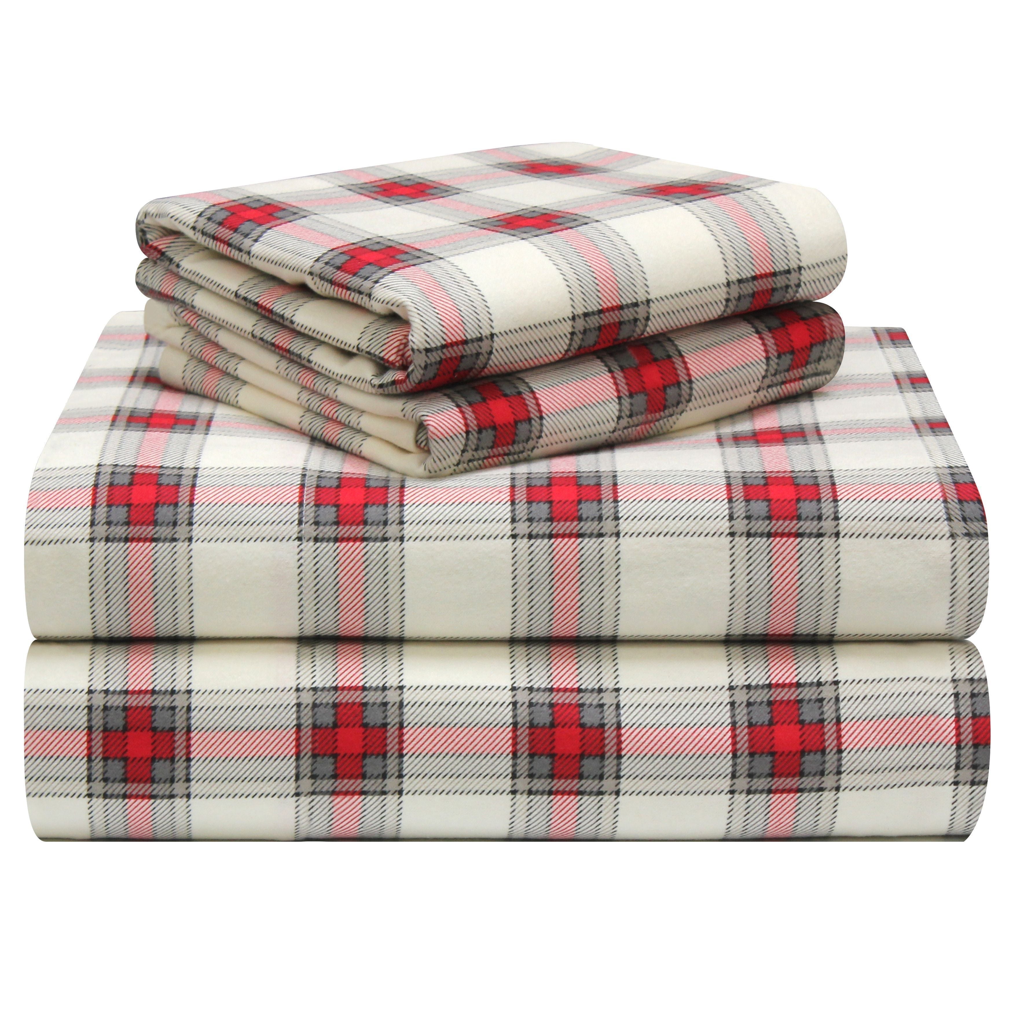  Pointehaven Plaid Heavy Weight Flannel Sheet Sets - Manchester - Manchester - Bonton