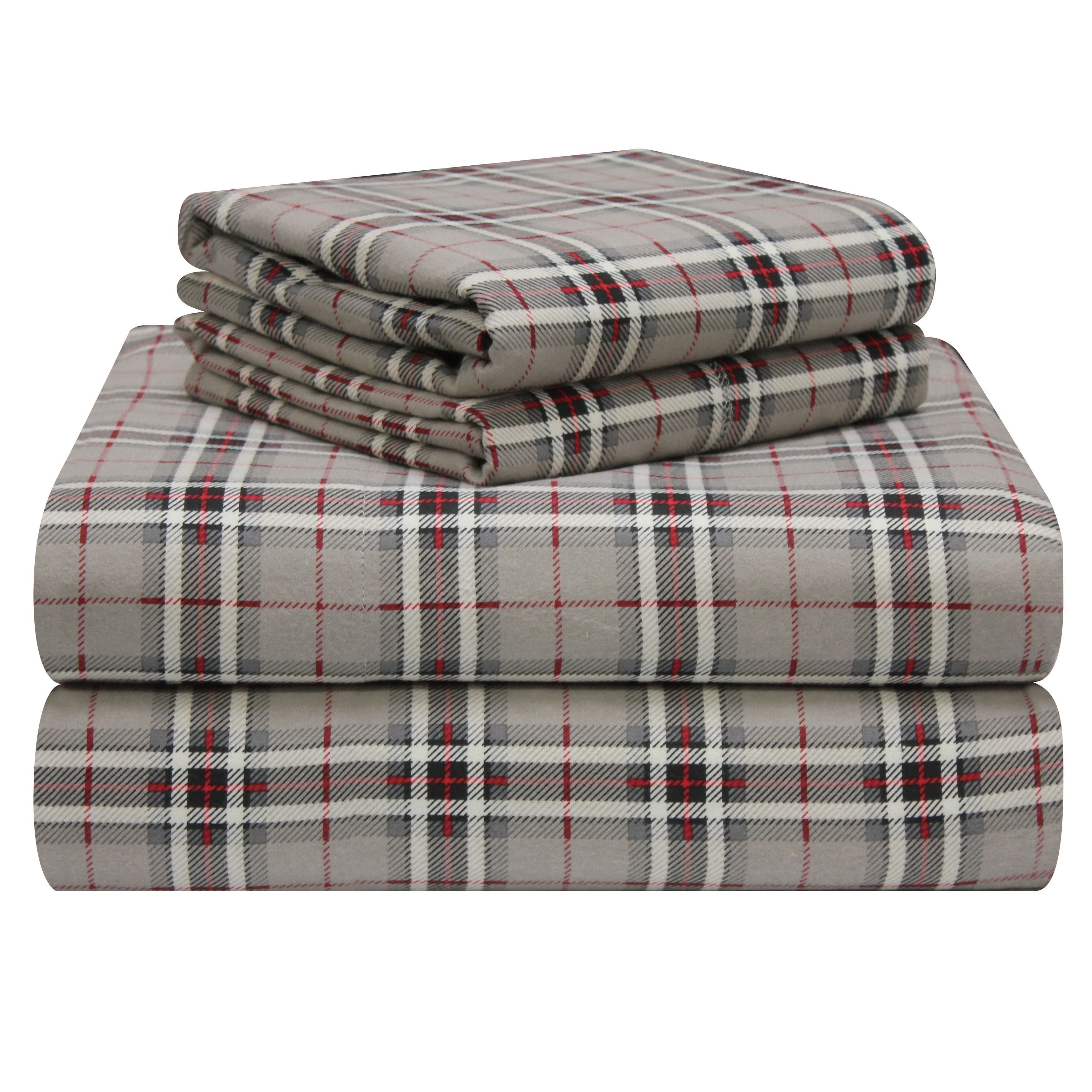  Pointehaven Plaid Heavy Weight Flannel Sheet Sets - Derby - Derby - Bonton