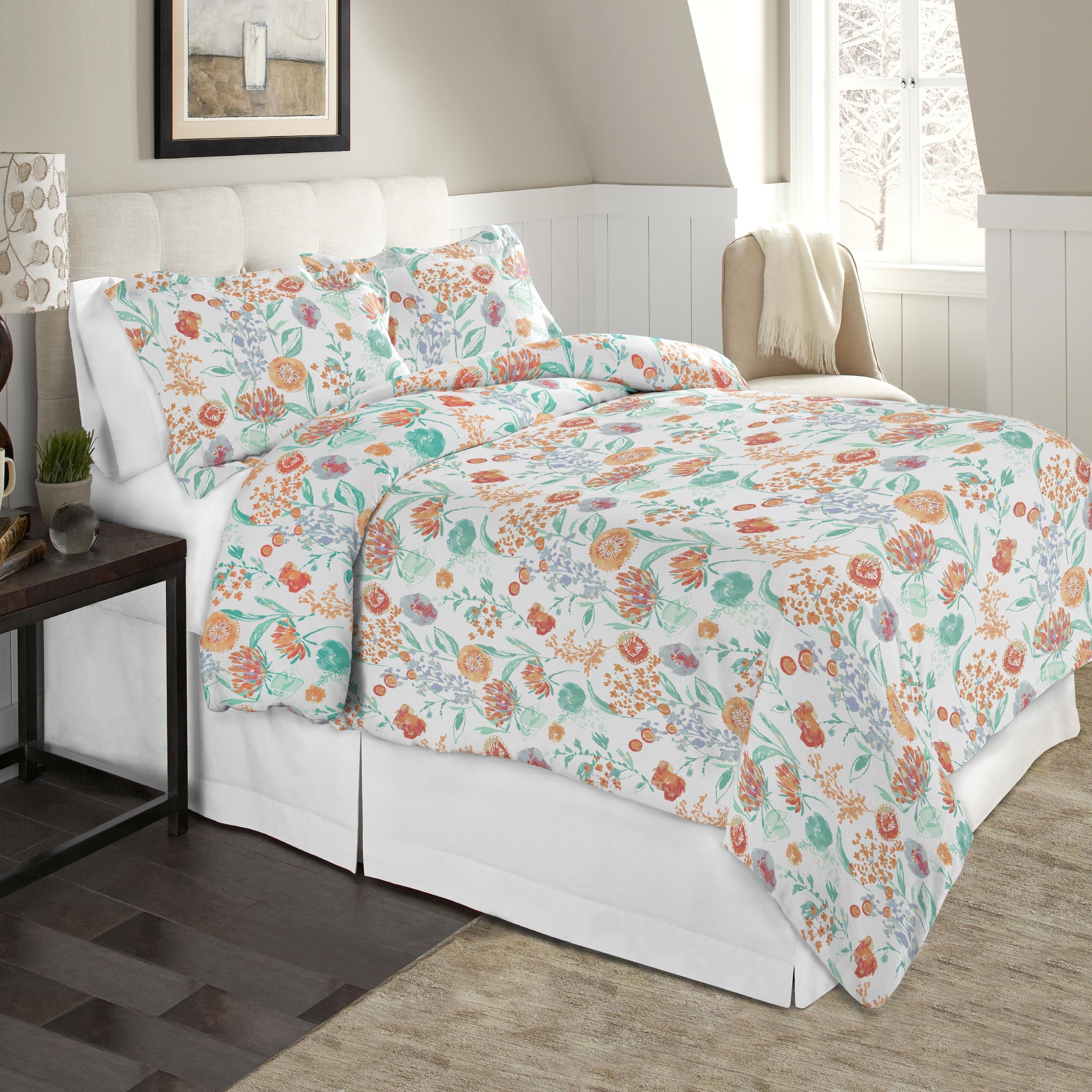  Celeste Home Luxury Flannel Duvet Set - Peach Blossom - Peach Blossom - Bonton