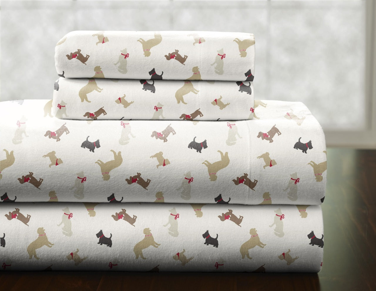  Pointehaven Heavy Weight Flannel Sheet Sets - Dogs - Dogs - Bonton