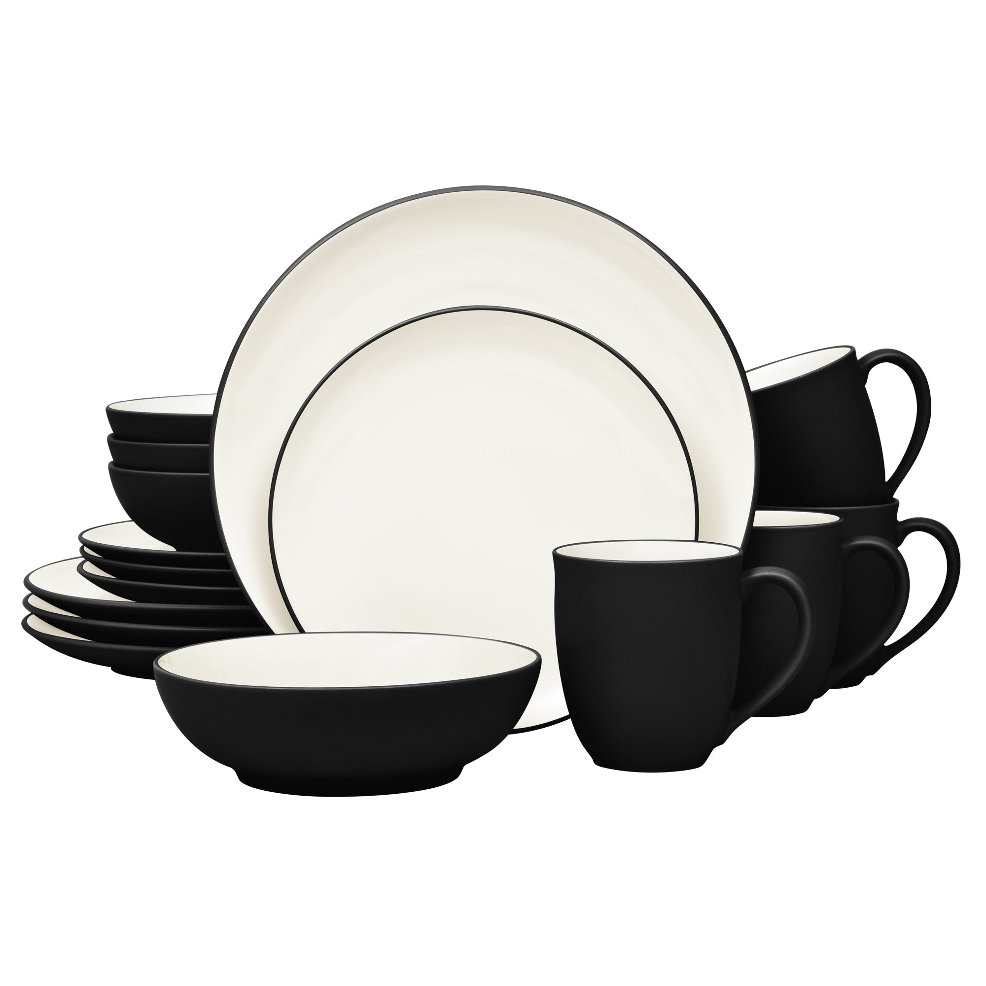  Noritake Colorwave 16-Piece Coupe Dinnerware Set, Service for 4 - Graphite - Bonton