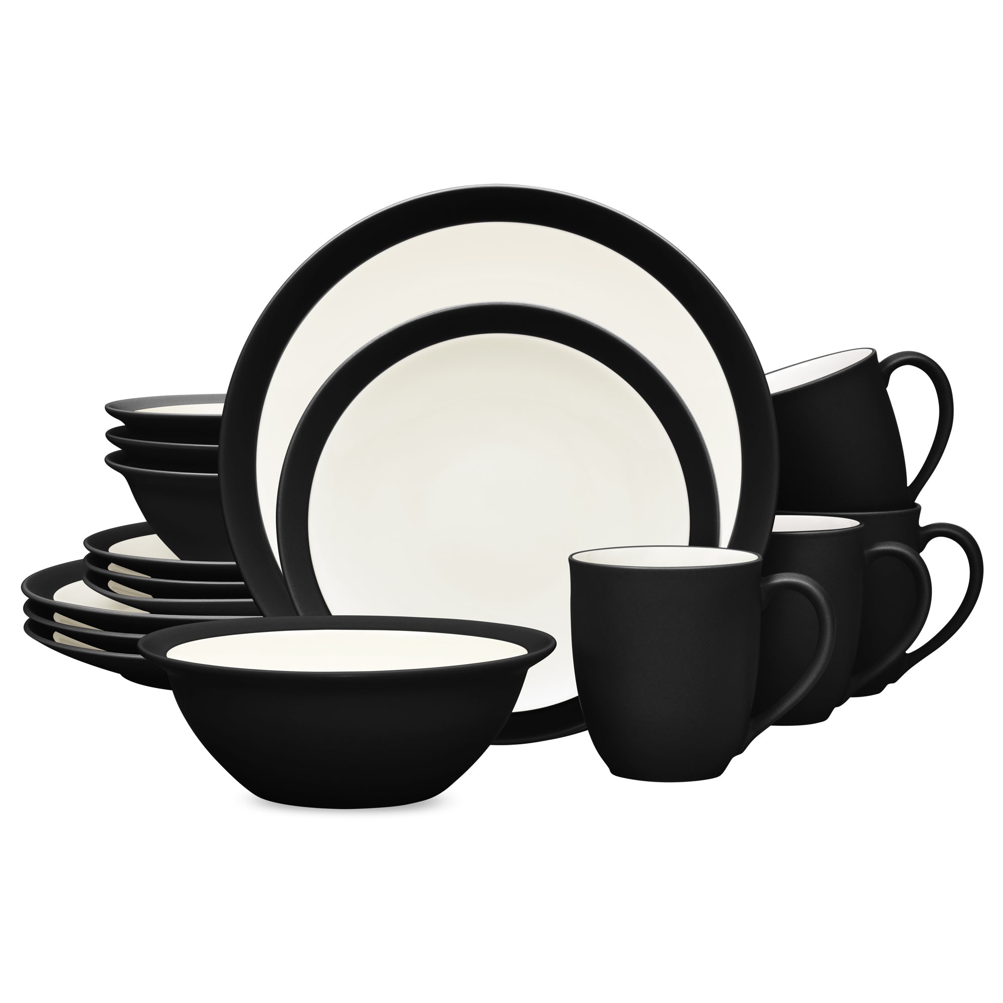  Noritake Colorwave 16-Piece Curve Dinnerware Set, Service for 4 - Graphite - Bonton