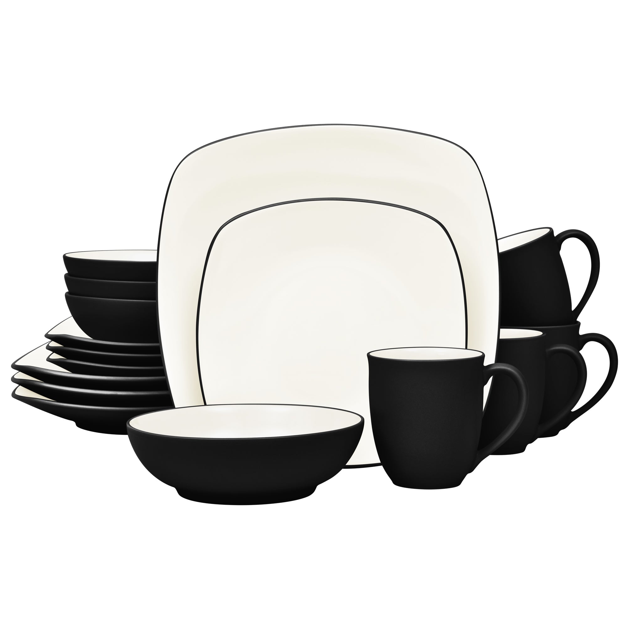  Noritake Colorwave 16-Piece Square Dinnerware Set, Service for 4 - Graphite - Bonton