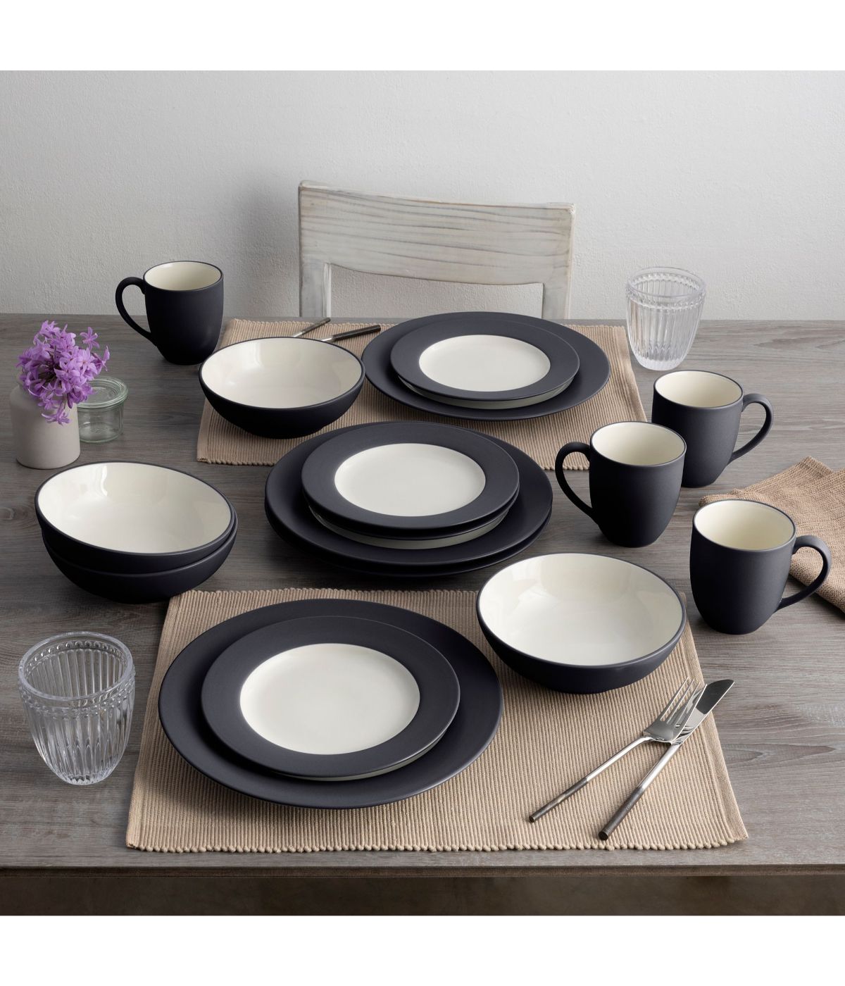  Noritake Colorwave 4 Piece Rim Place Setting - Graphite - Bonton