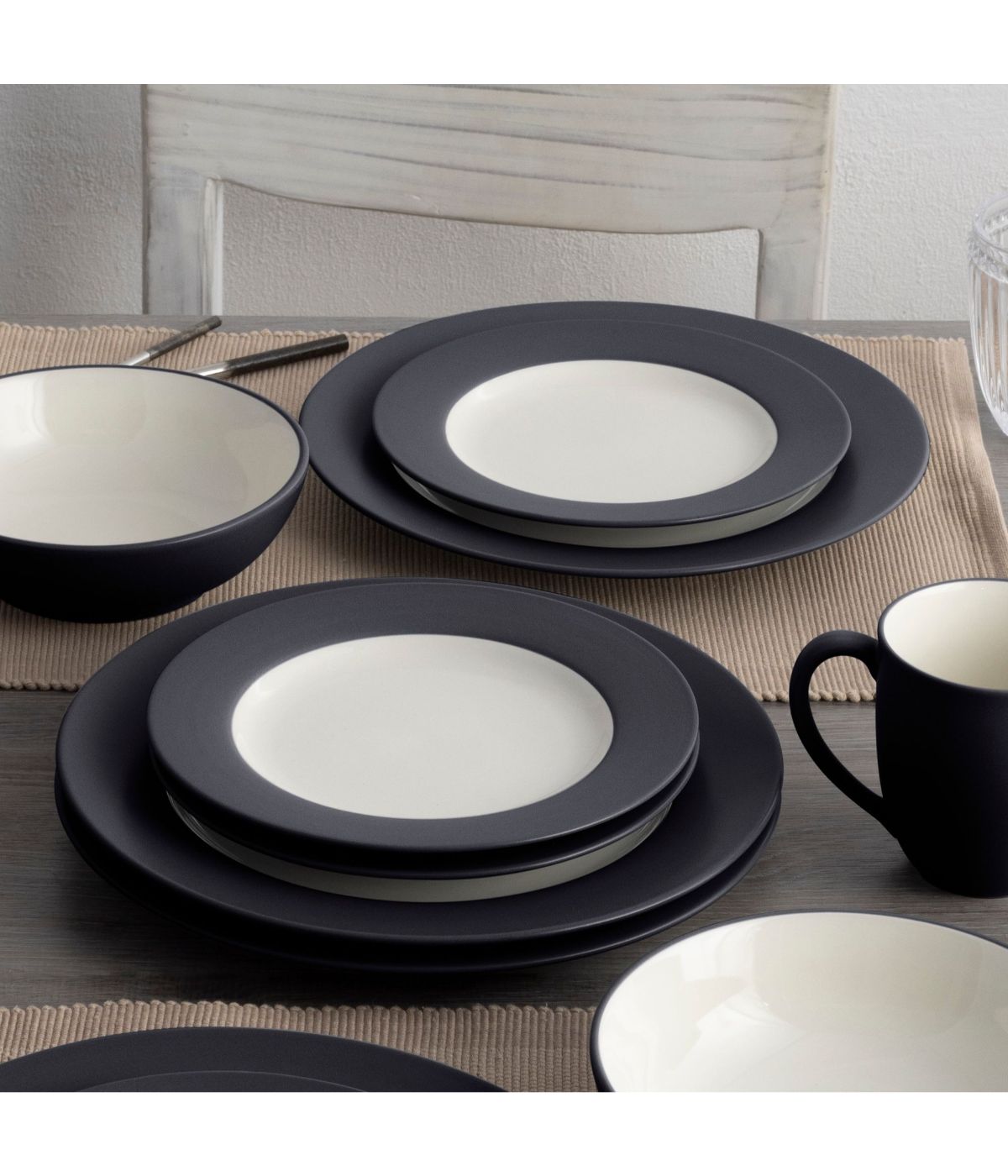  Noritake Colorwave 4 Piece Rim Place Setting - Graphite - Bonton