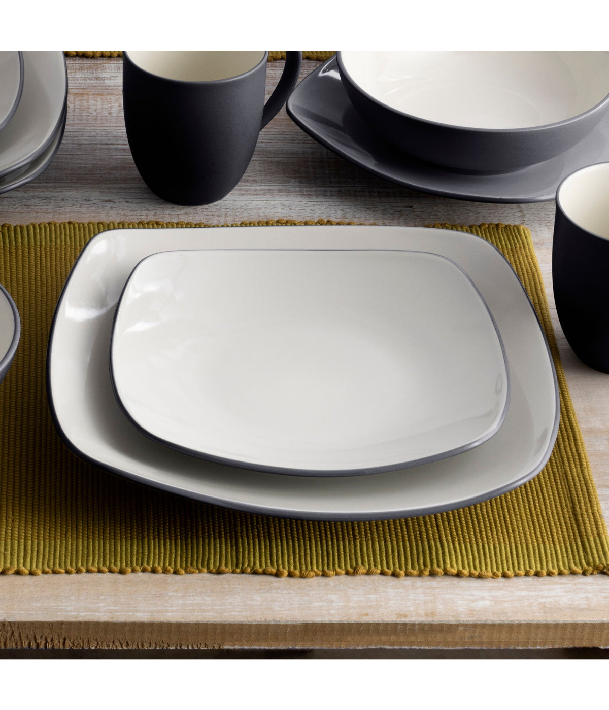  Noritake Colorwave Set of 4 Square Dinner Plates - Graphite - Bonton