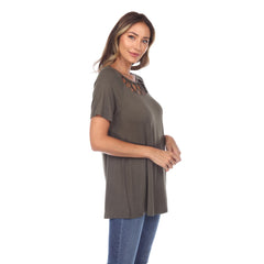 Women's Crisscross Cutout Short Sleeve Top