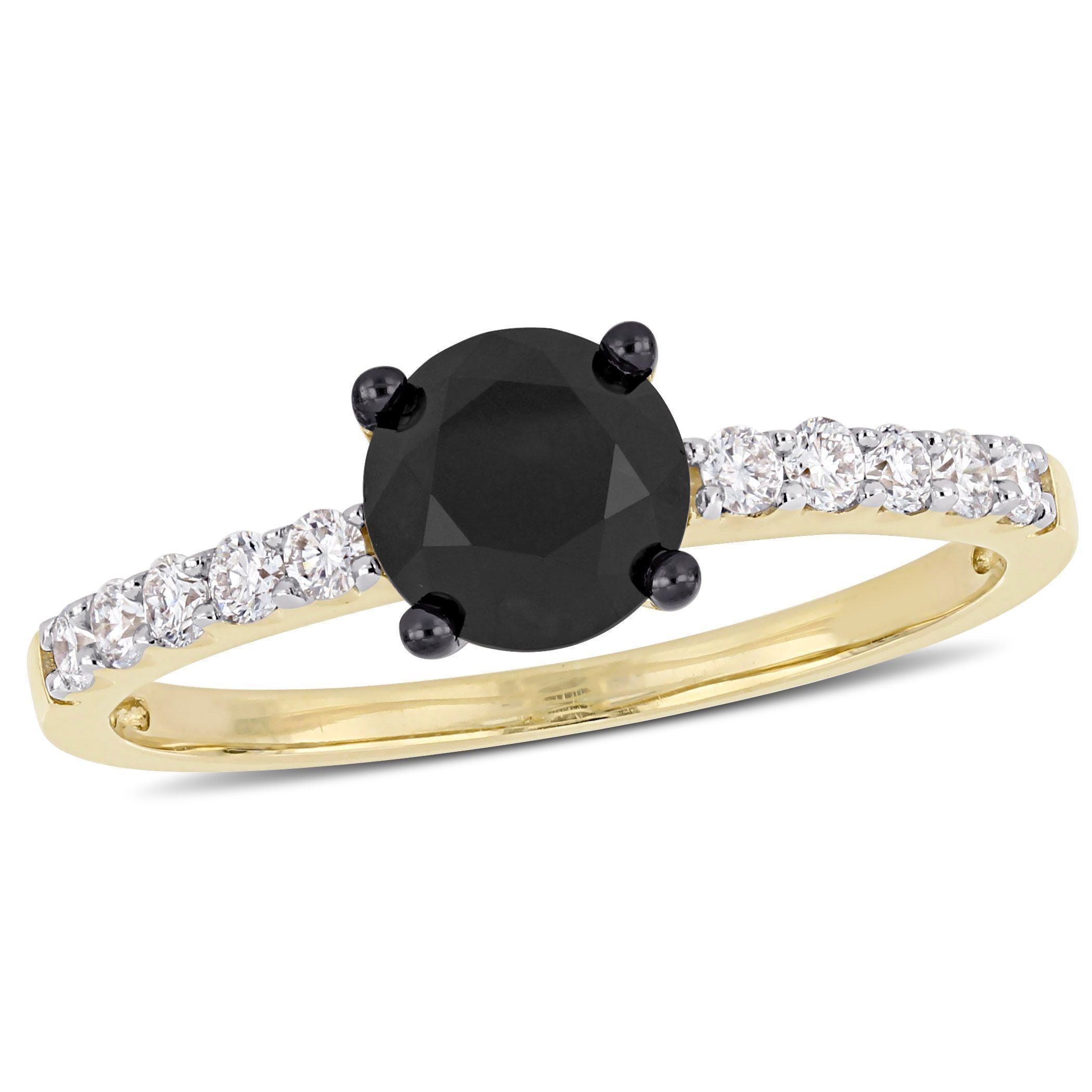  Studio Works 1 1/4 CT TW Black and White Diamond 14k Yellow Gold Engagement Ring - Black/Yellow - Bonton