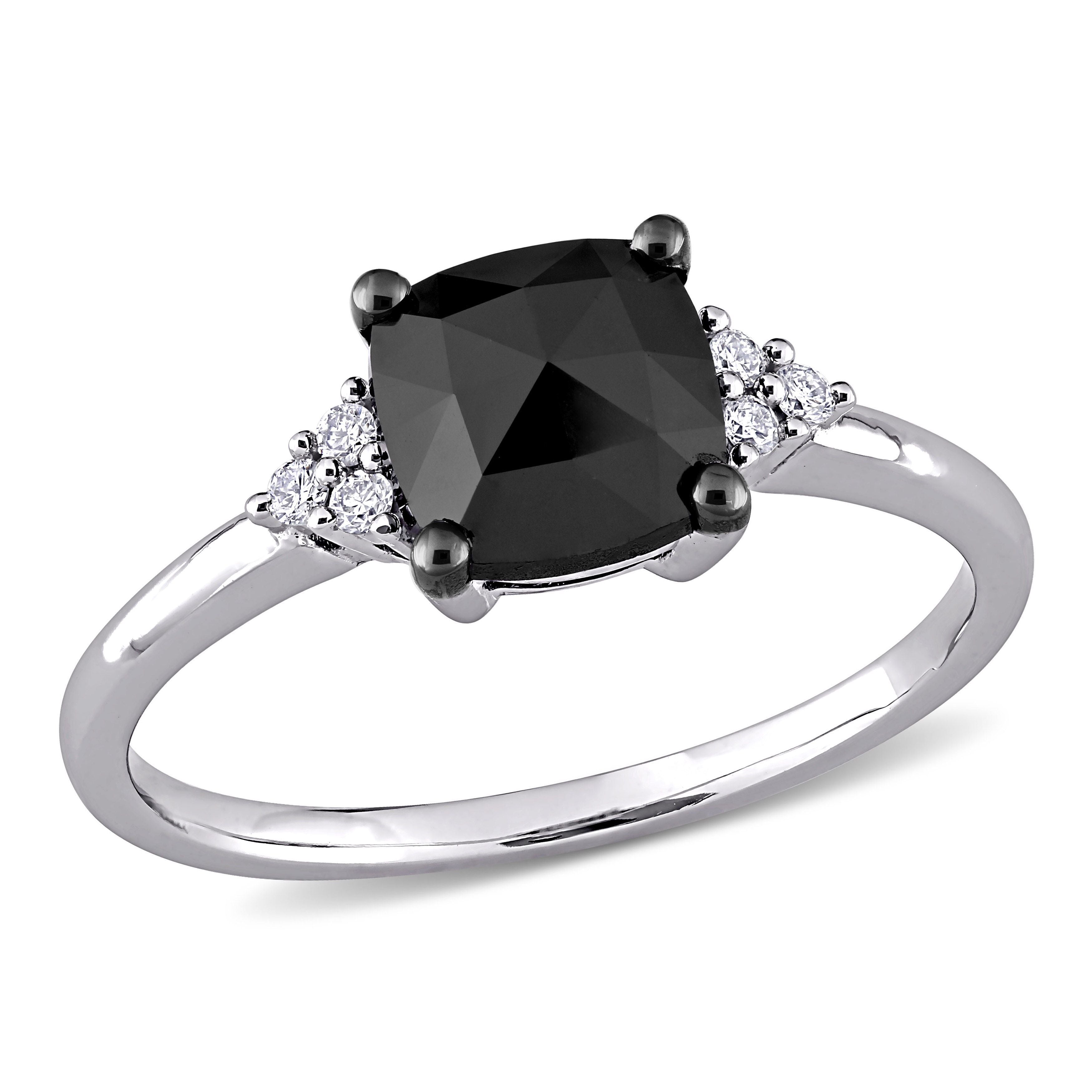  Studio Works 1 1/3 CT TW Black and White Diamond in 14K White Gold Engagement Ring - Black/White - Bonton