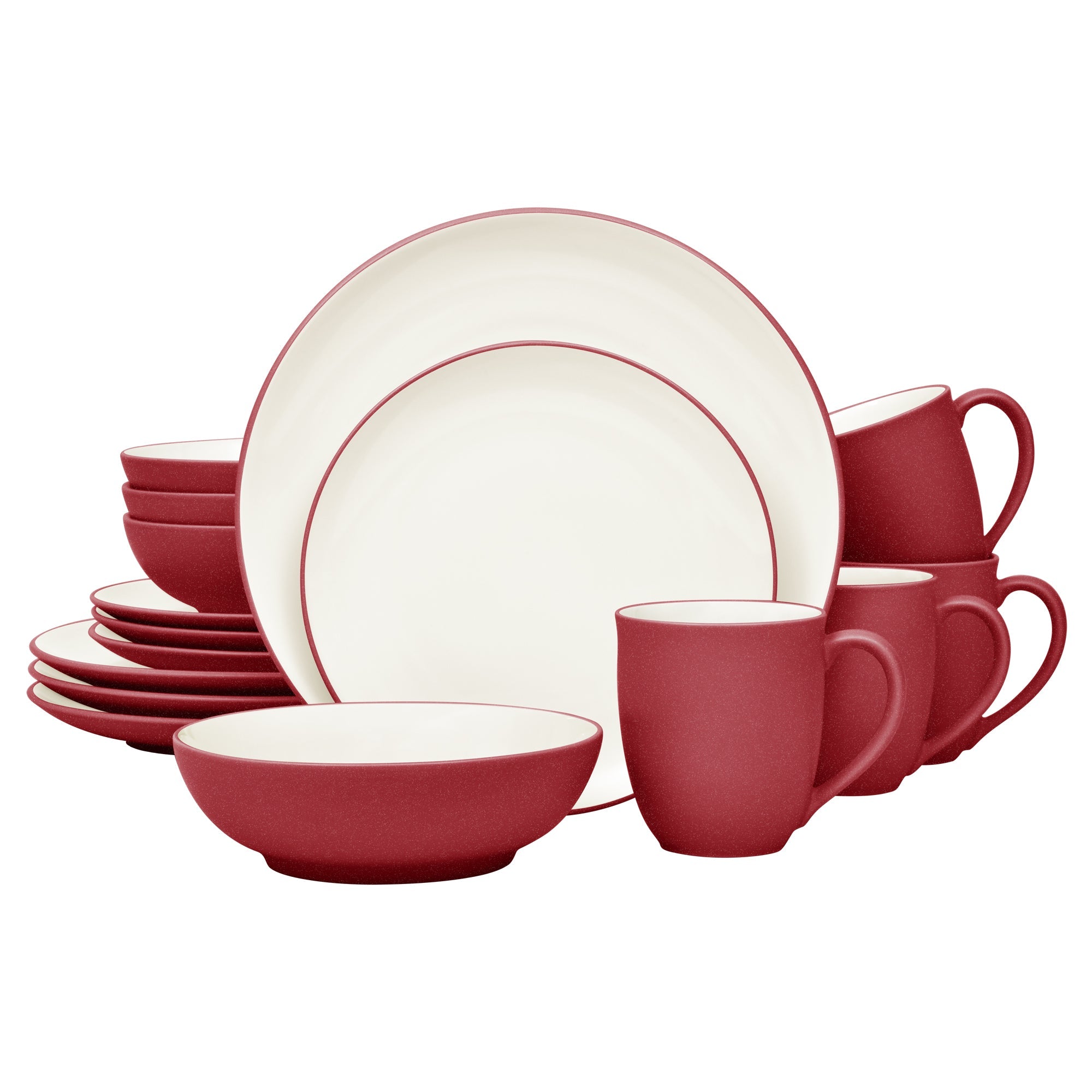  Noritake Colorwave 16-Piece Coupe Dinnerware Set, Service for 4 - Raspberry - Bonton