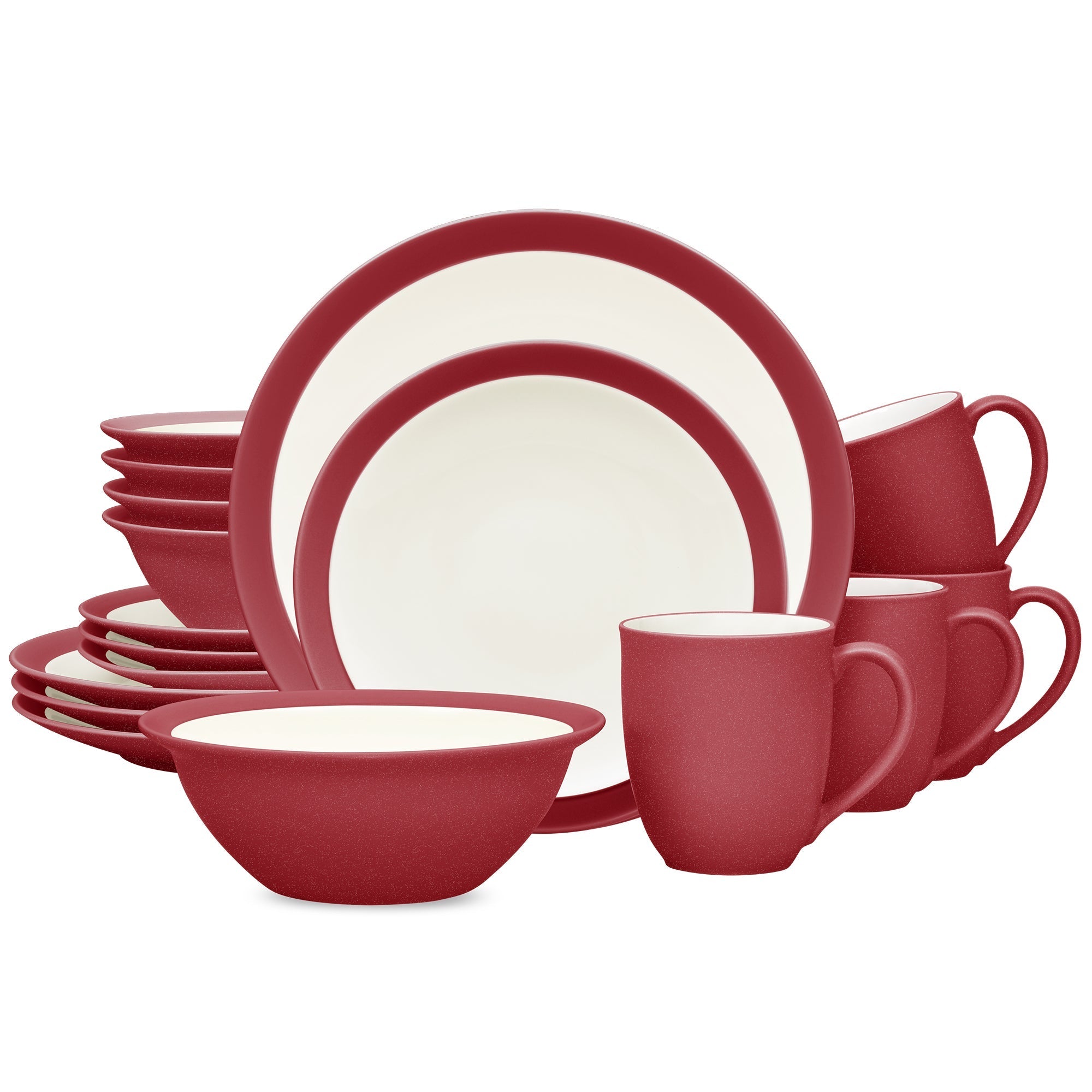  Noritake Colorwave 16-Piece Curve Dinnerware Set, Service for 4 - Raspberry - Bonton