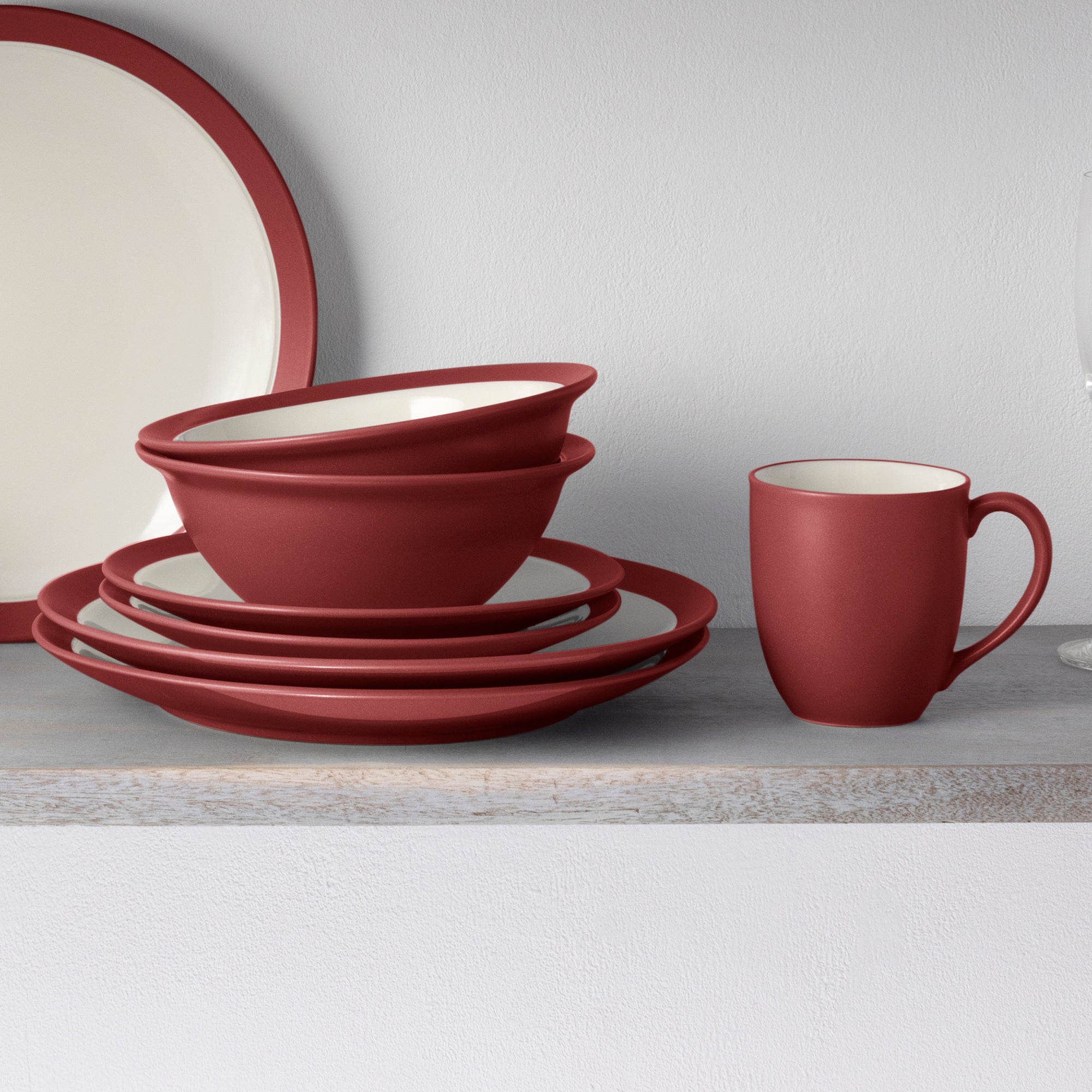  Noritake Colorwave 16-Piece Curve Dinnerware Set, Service for 4 - Raspberry - Bonton