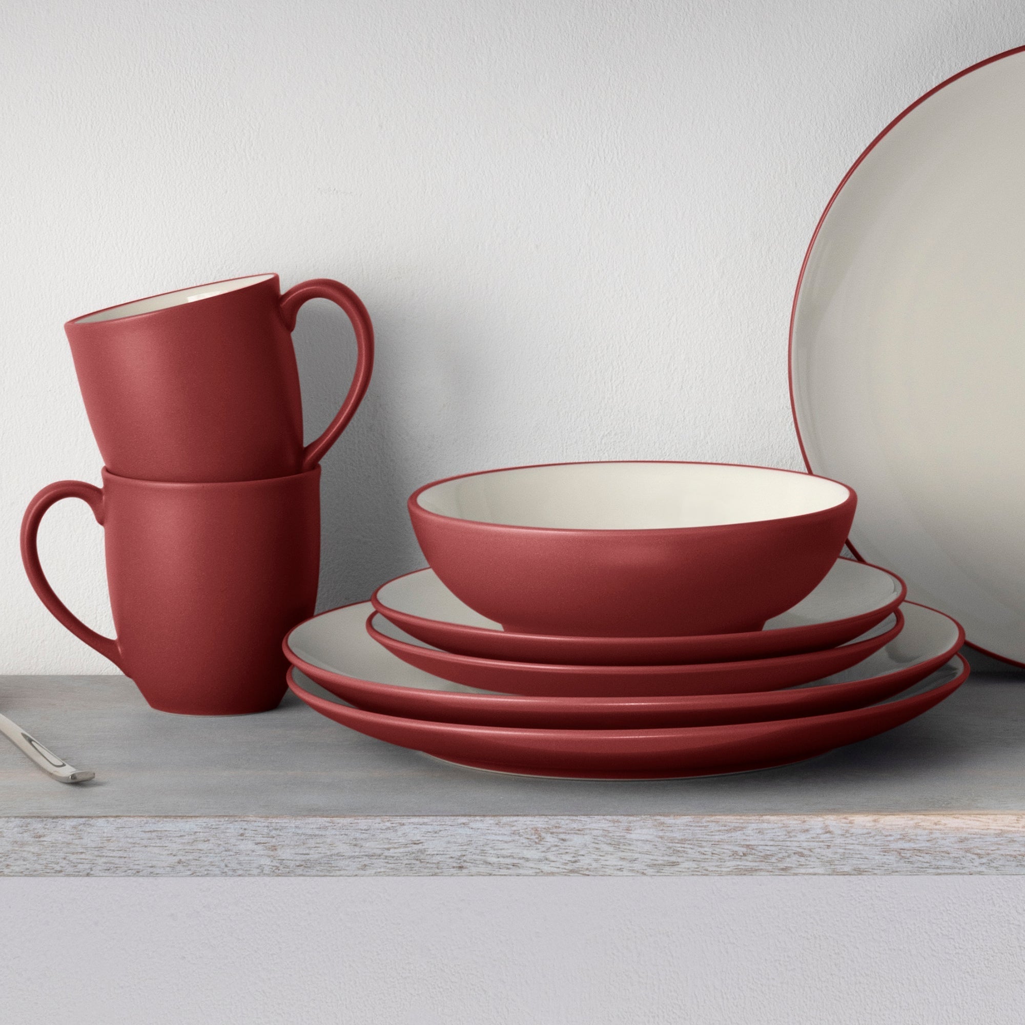  Noritake Colorwave 16-Piece Coupe Dinnerware Set, Service for 4 - Raspberry - Bonton