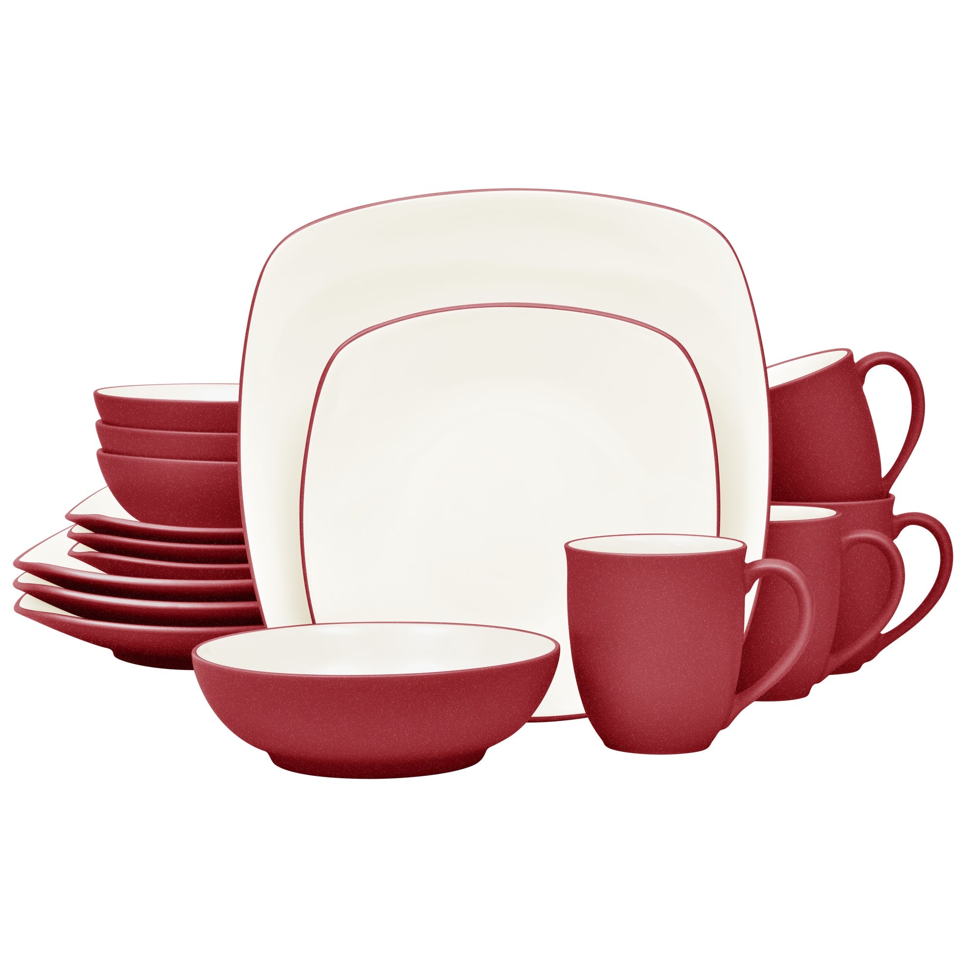  Noritake Colorwave 16-Piece Square Dinnerware Set, Service for 4 - Raspberry - Bonton