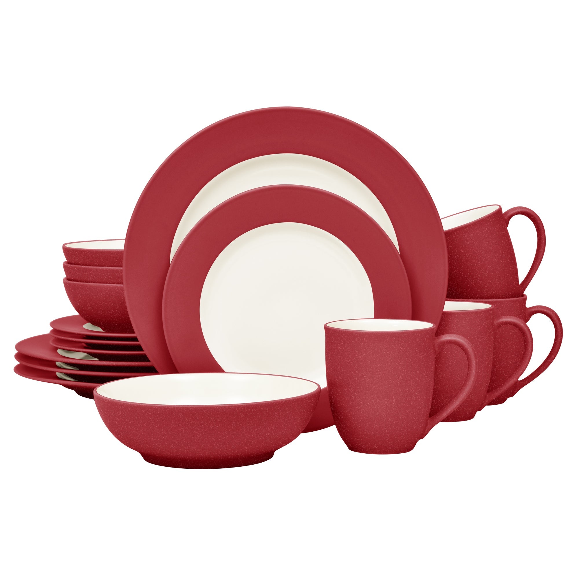  Noritake Colorwave 16-Piece Rim Dinnerware Set, Service for 4 - Raspberry - Bonton