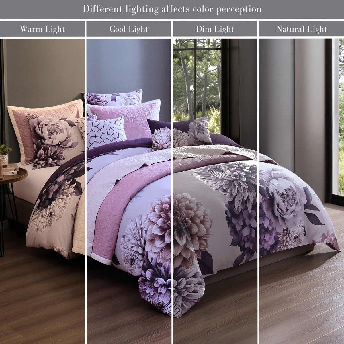  Bebejan Bebejan Plum Petal 8 Piece Reversible Comforter & Coverlet Set - QUEEN - Bonton
