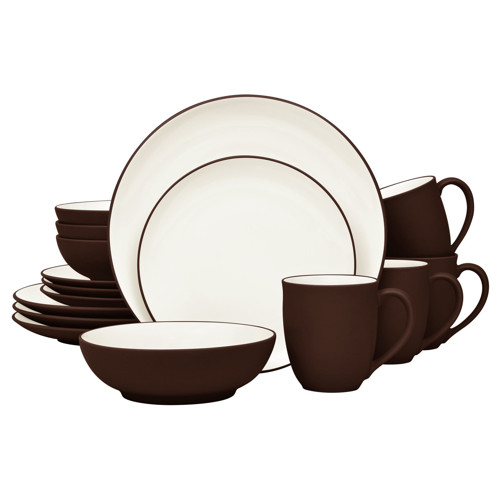  Noritake Colorwave 16-Piece Coupe Dinnerware Set, Service for 4 - Chocolate - Bonton