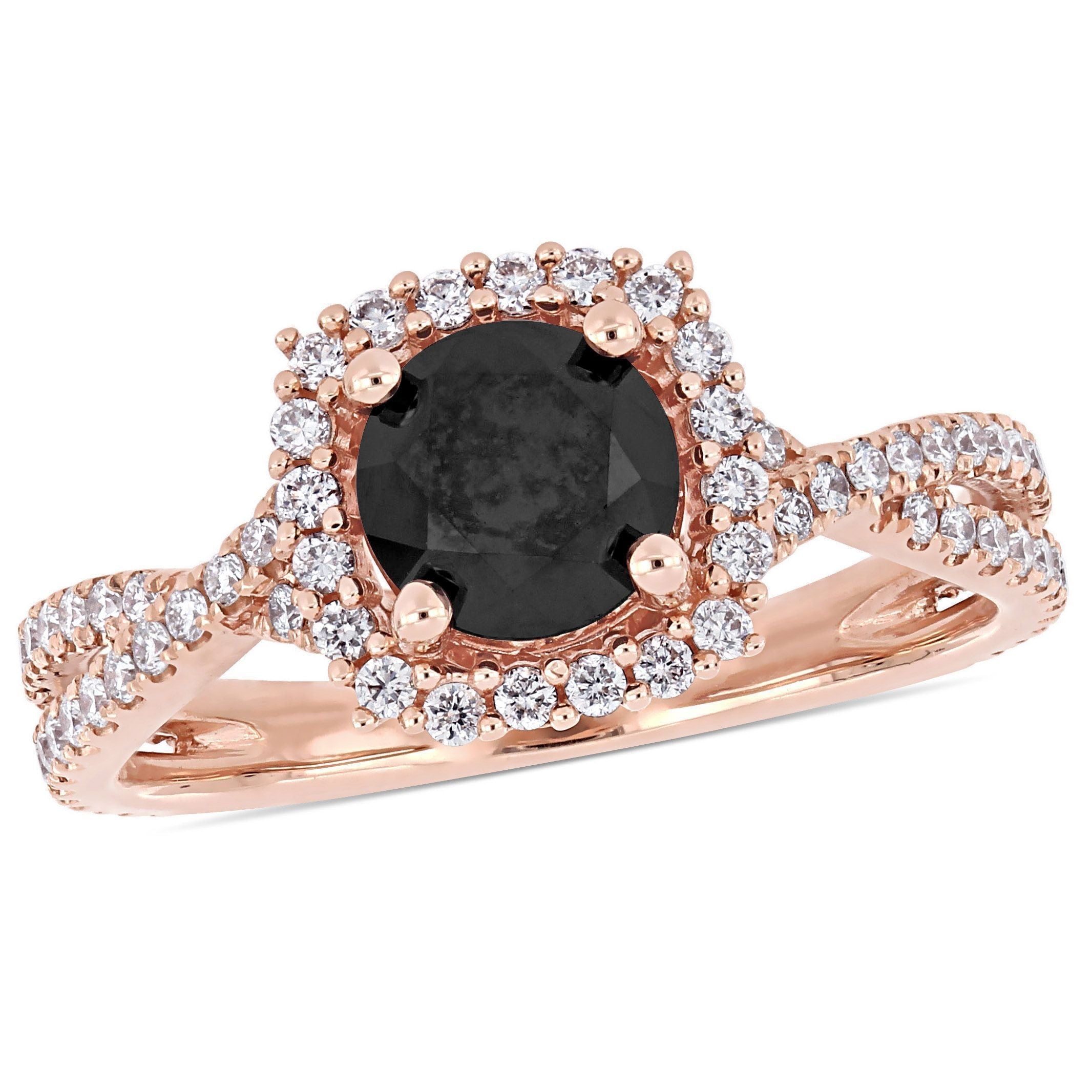  Studio Works 1 1/2 CT TW Black and White Diamond 14k Pink Gold Engagement Ring - Black/Pink - Bonton