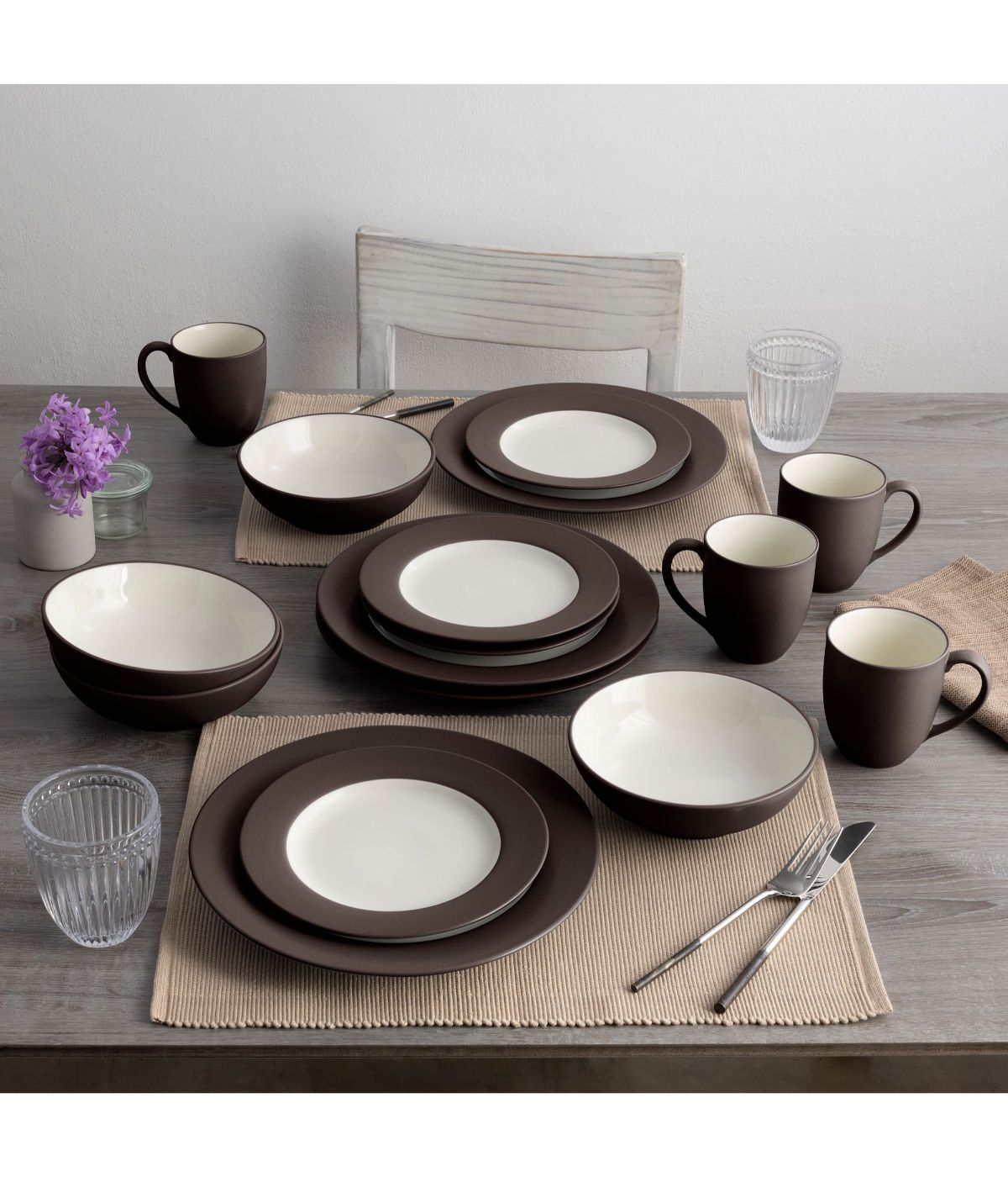  Noritake Colorwave 4 Piece Rim Place Setting - Chocolate - Bonton