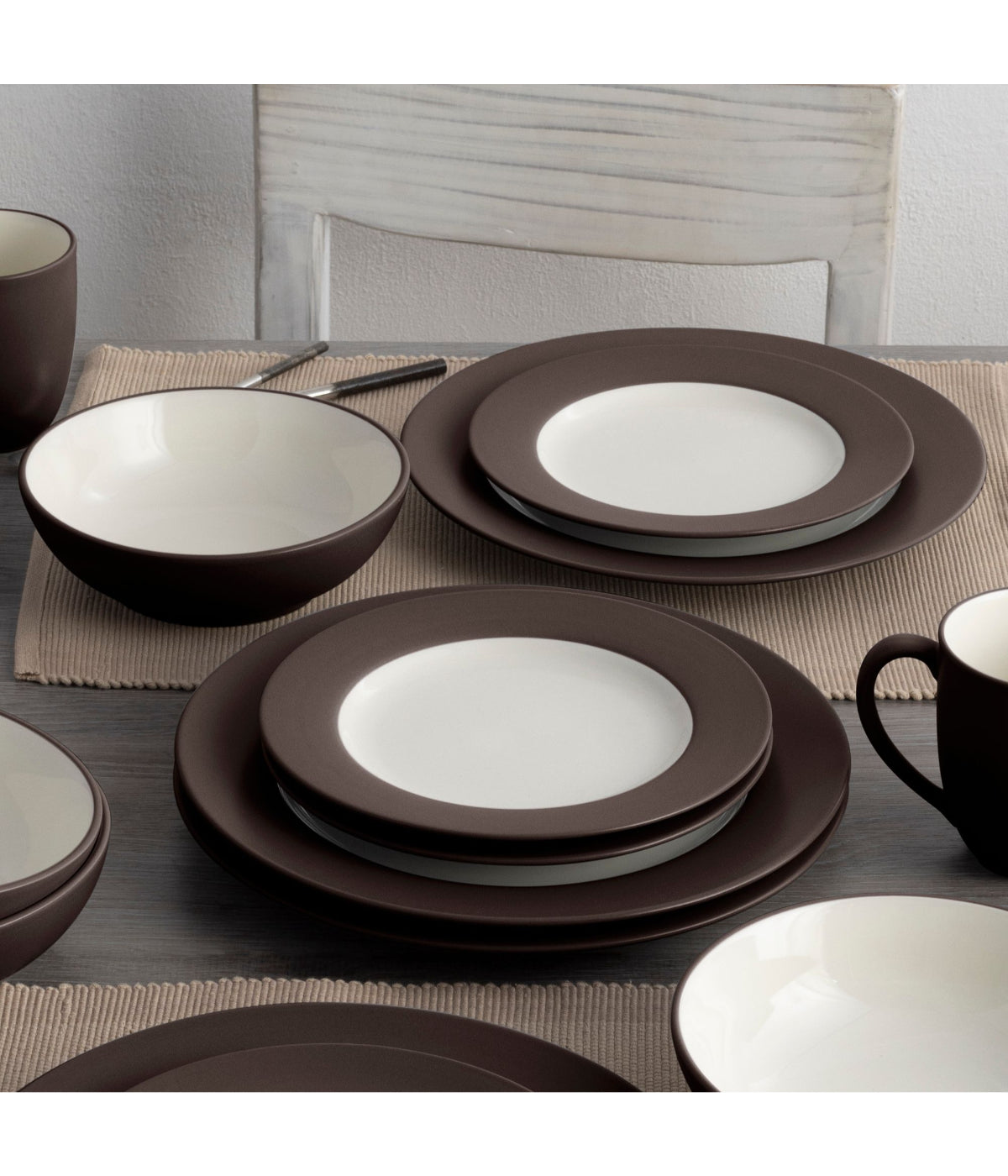  Noritake Colorwave 4 Piece Rim Place Setting - Chocolate - Bonton