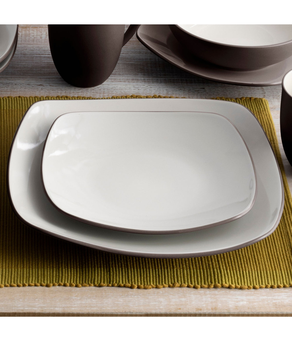  Noritake Colorwave Set of 4 Square Dinner Plates - Chocolate - Bonton