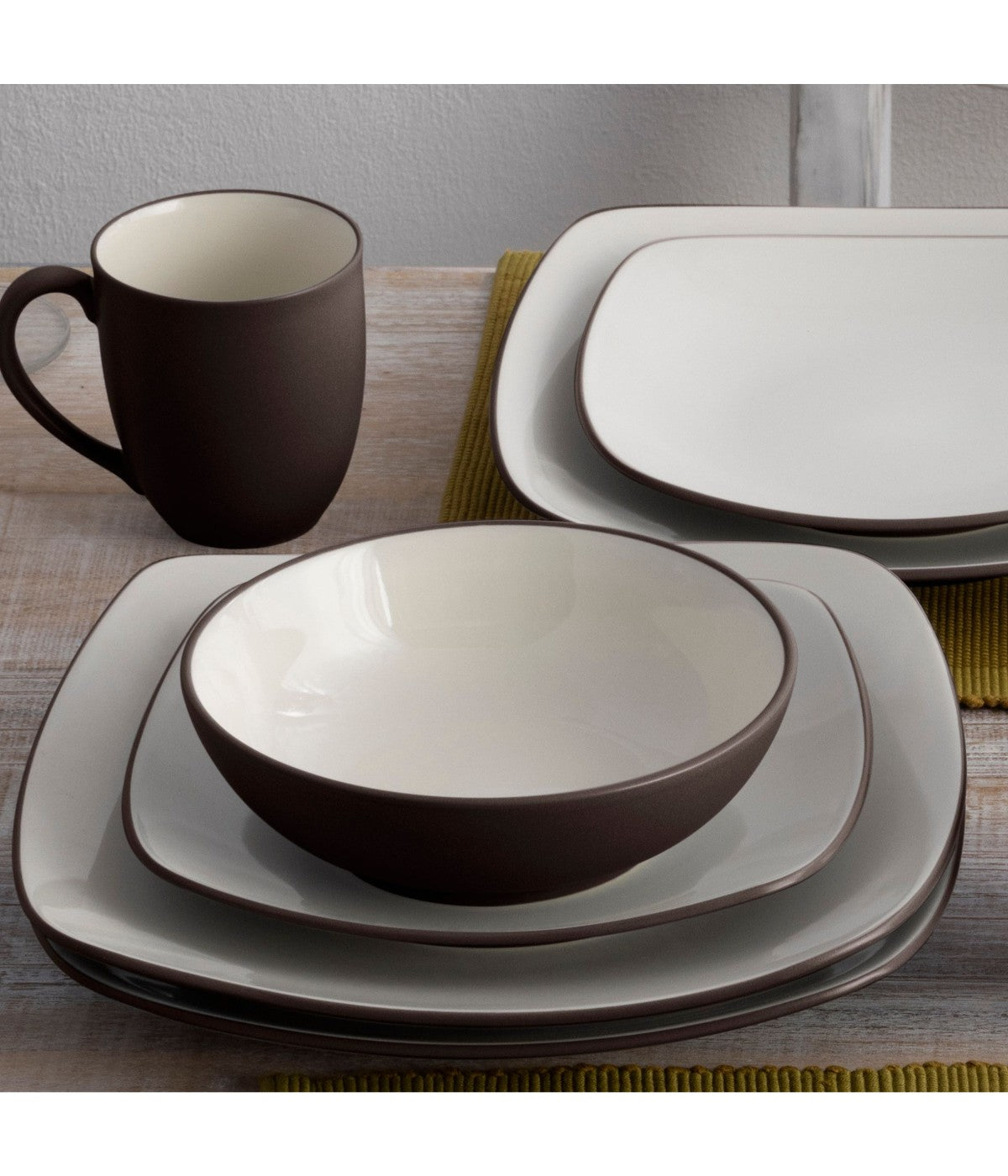  Noritake Colorwave Set of 4 Square Dinner Plates - Chocolate - Bonton