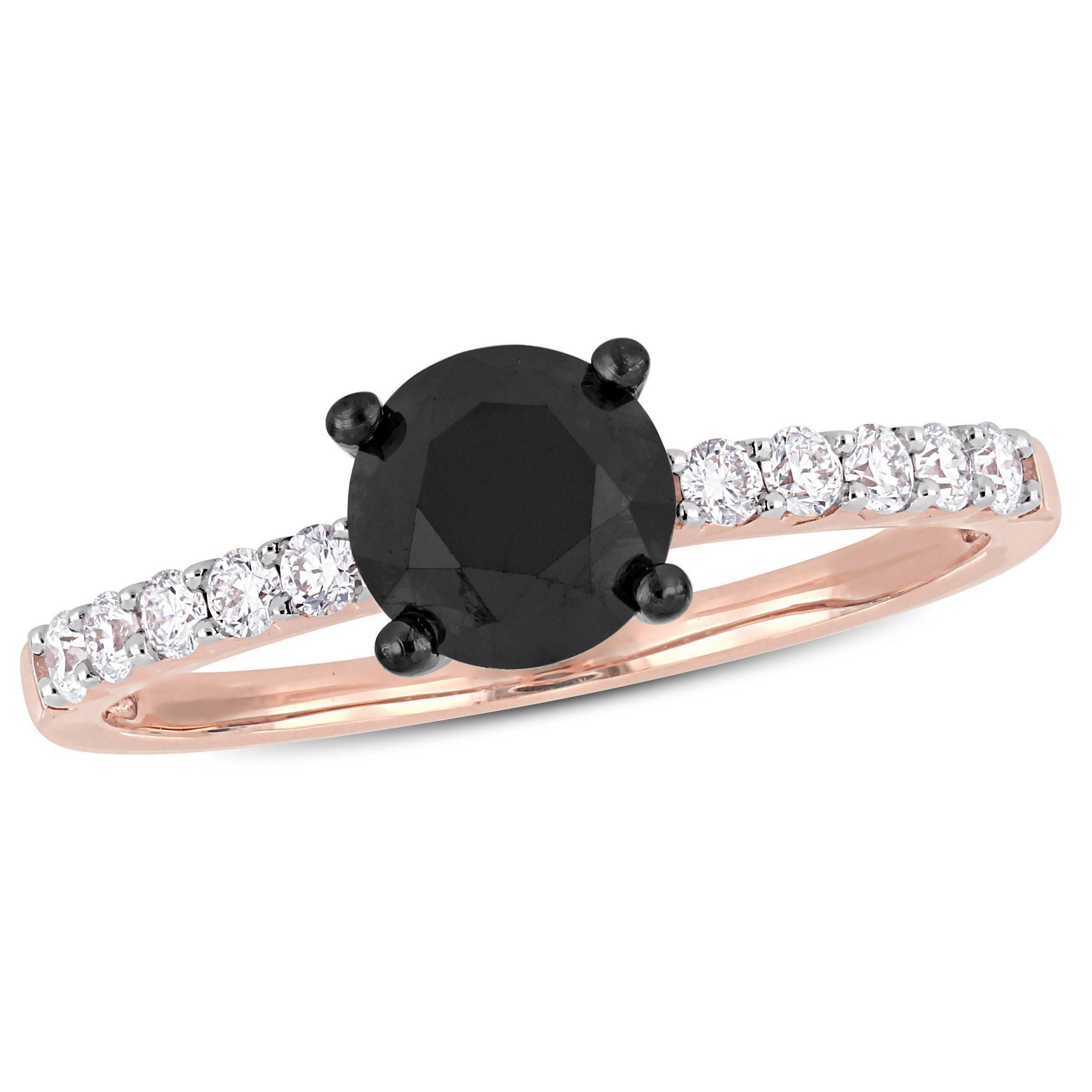  Studio Works 1 1/4 CT TW Black and White Diamond 14k Pink Gold Engagement Ring - Black/Pink - Bonton