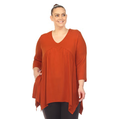 Plus Size Empire Waist V-Neck Tunic Top