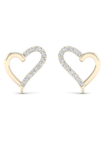  May & June 1/10ct TDW Diamond Heart Stud Earrings - Yellow - Bonton