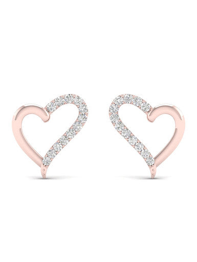  May & June 1/10ct TDW Diamond Heart Stud Earrings - Pink - Bonton