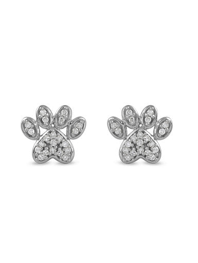  May & June 1/10ct TDW Diamond Dog Paw Stud Earrings - White - Bonton