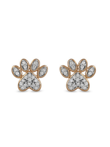  May & June 1/10ct TDW Diamond Dog Paw Stud Earrings - Yellow - Bonton